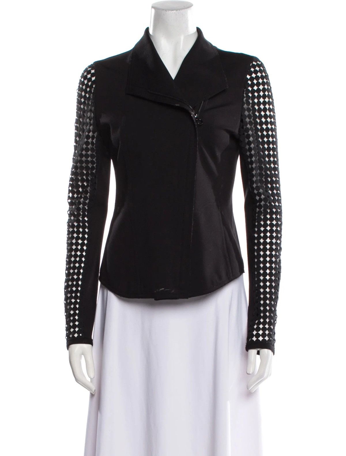 Akris Akris Punto Asymmetric Zip Laser Cut Sleeve Lace Jacket 10 Size L / US 10 / IT 46 - 1 Thumbnail