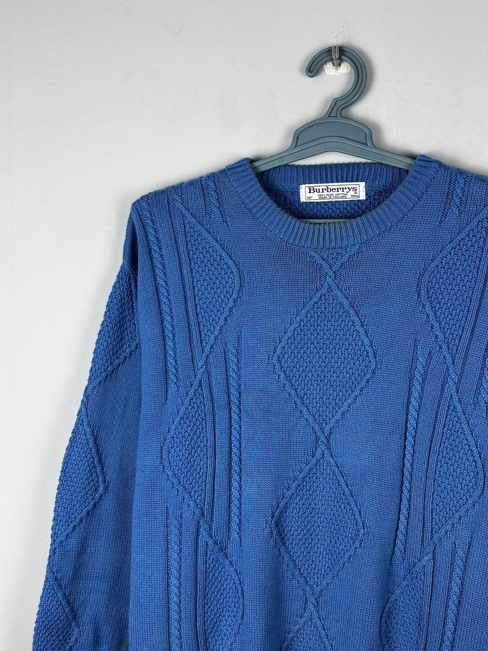 Burberry Vintage Burberrys Sweater Knit Heavyweight Blue Size US L / EU 52-54 / 3 - 3 Thumbnail