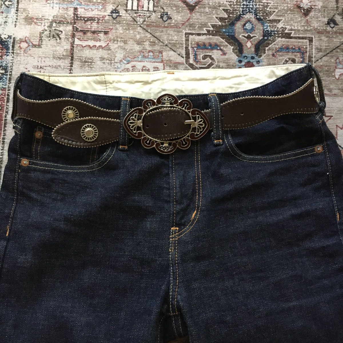 If Six Was Nine × Japanese Brand × Le Grande Bleu (L.G.B.) Brown Studded wave belt Size ONE SIZE - 3 Thumbnail