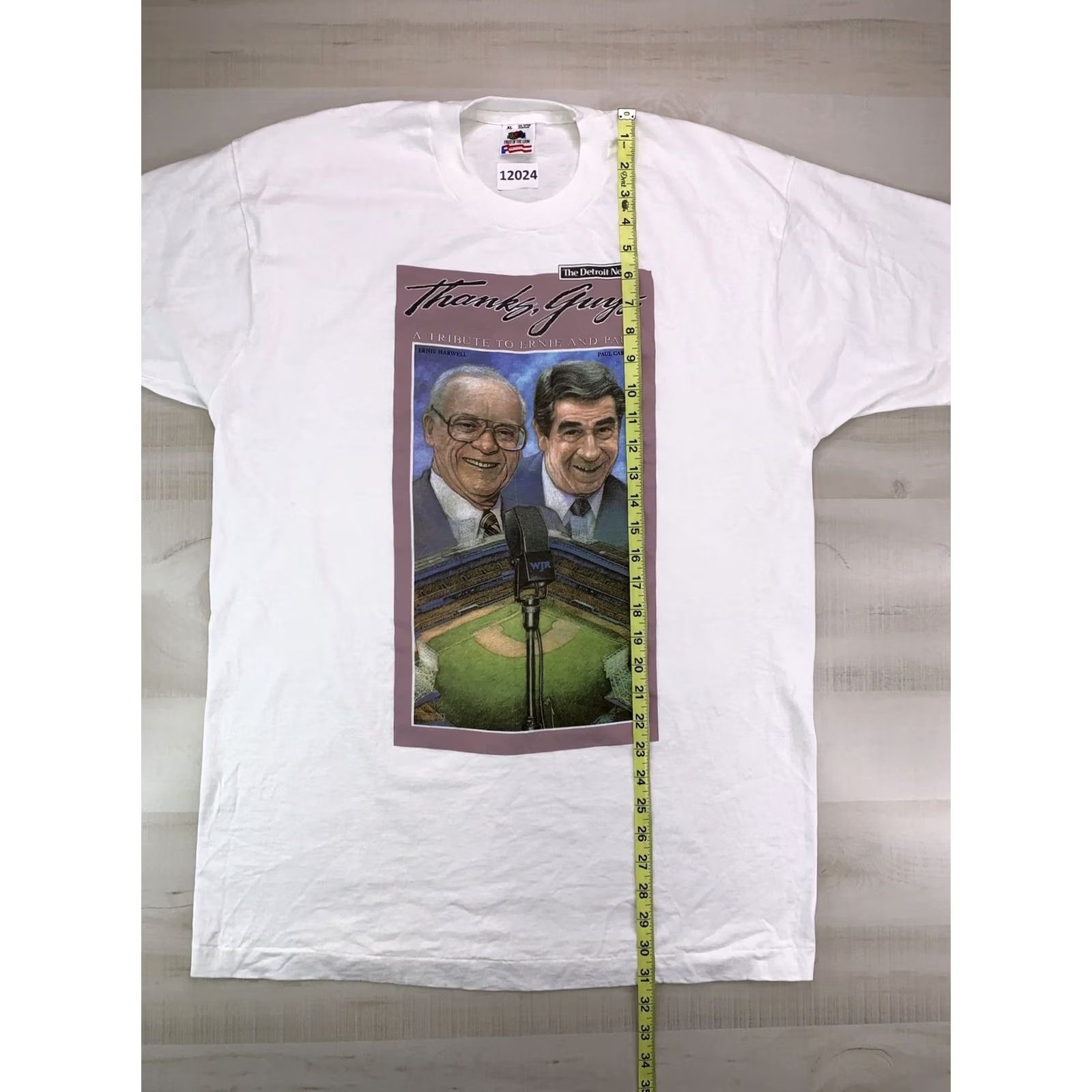 Fruit Of The Loom Vtg The Detroit News Ernie Harwell Paul Carey Tribute T Shirt XL Multicolor USA 90s Sports Men Size US XL / EU 56 / 4 - 6 Thumbnail