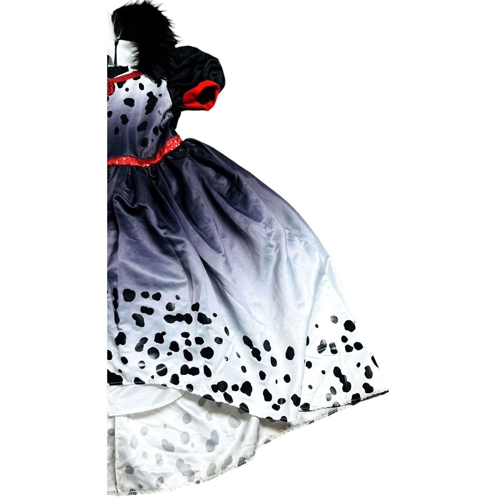 Disney VINTAGE Disney Cruella De Vil Girl's Faux Fur Dress Costume M Halloween Dress Black Girls Size ONE SIZE - 2 Thumbnail