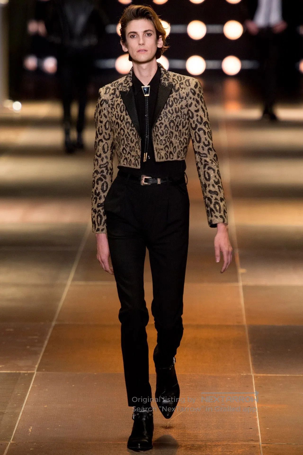 Saint Laurent Paris Saint Laurent Paris Black and Gold Glaze Snake Skin Leopar Size US M / EU 48-50 / 2 - 5 Thumbnail