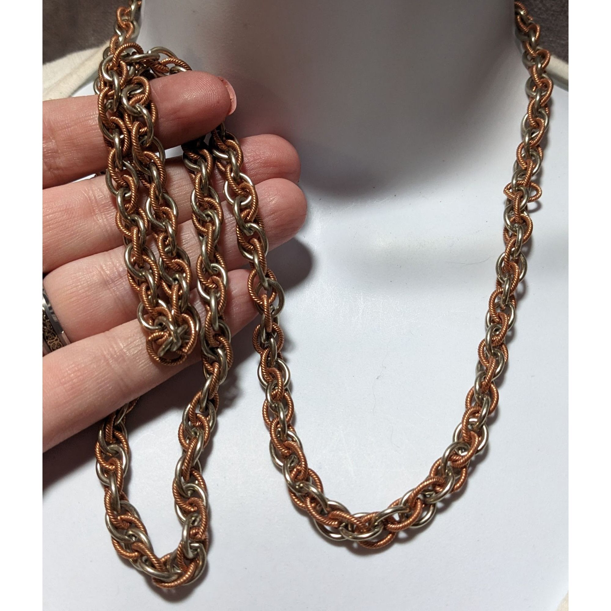 Other Silver Copper Intertwined Chain Necklace Size ONE SIZE - 6 Thumbnail