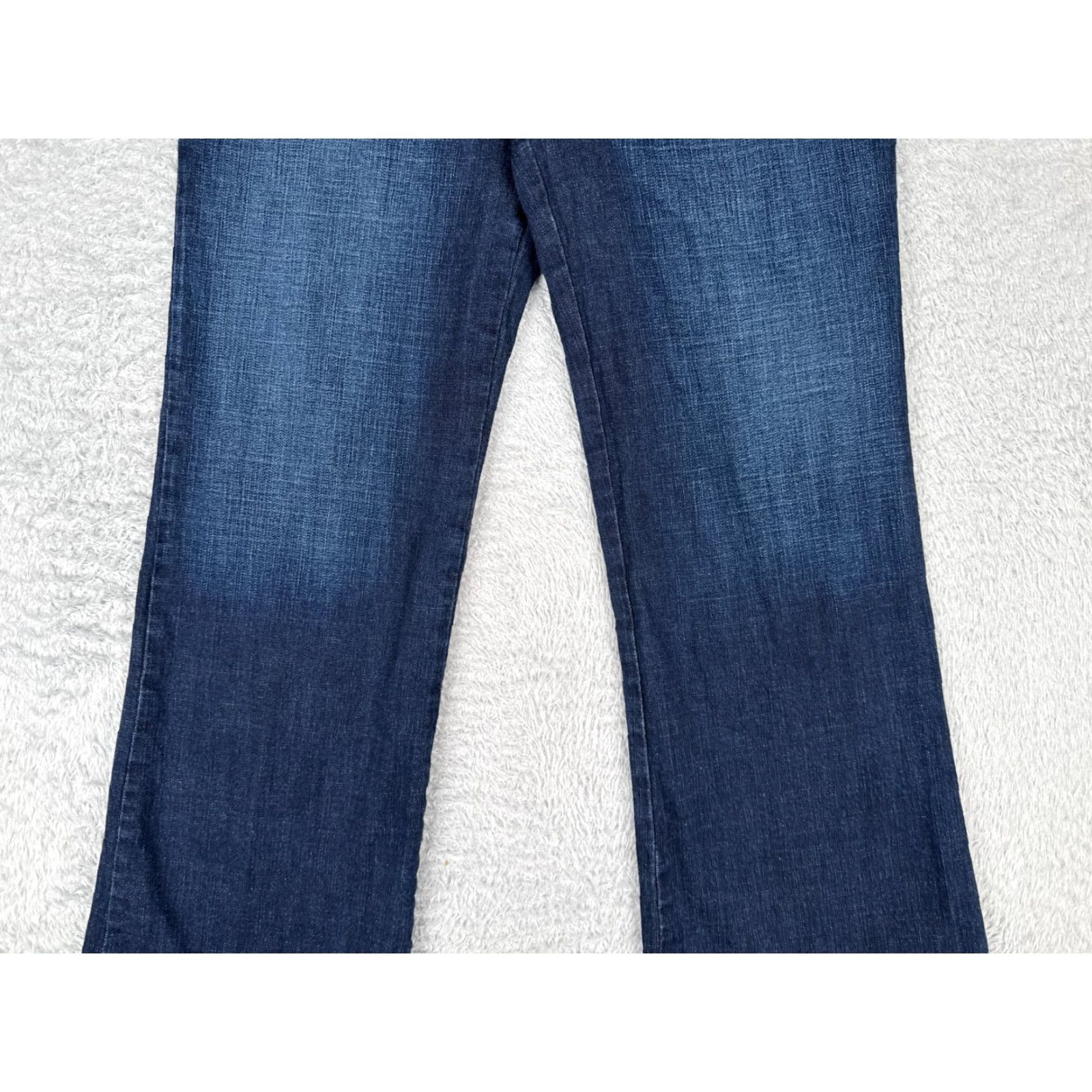 Vintage MU Jeans Womens Jeans Flared 16 Blue Denim High Rise Dark Cotton 31x32 5-Pocket Design Distressed Stretch Regular USA 31x32 Mens? Size 38" / US 16 / IT 52 - 3 Thumbnail