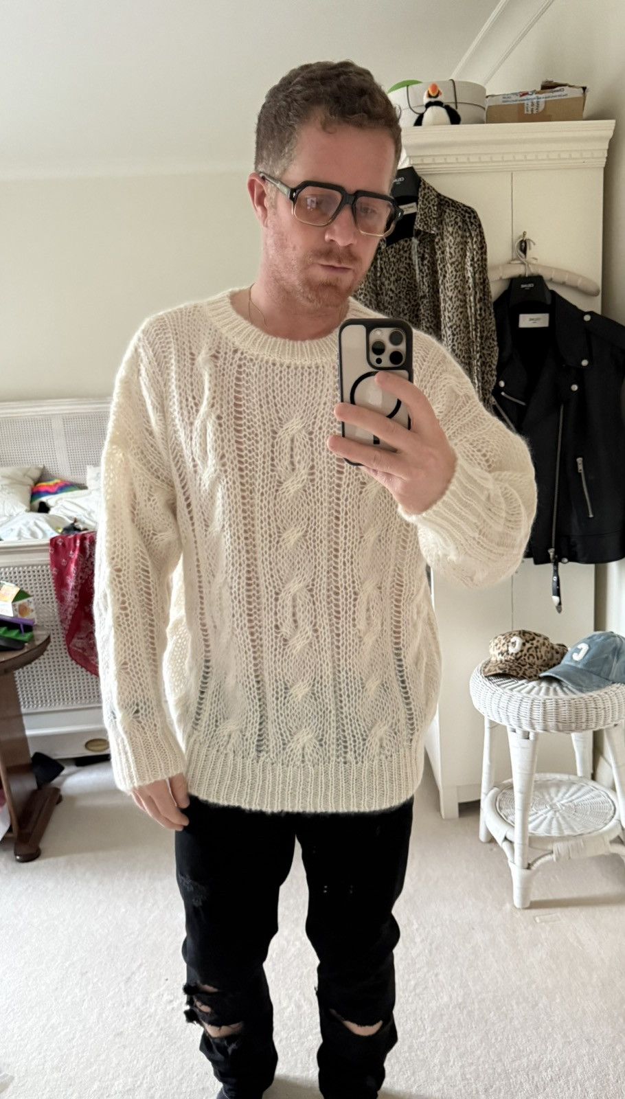 Celine $1.4k FW22 Celine boxy Aran sweater in mohair fisherman M Size US M / EU 48-50 / 2 - 2 Thumbnail