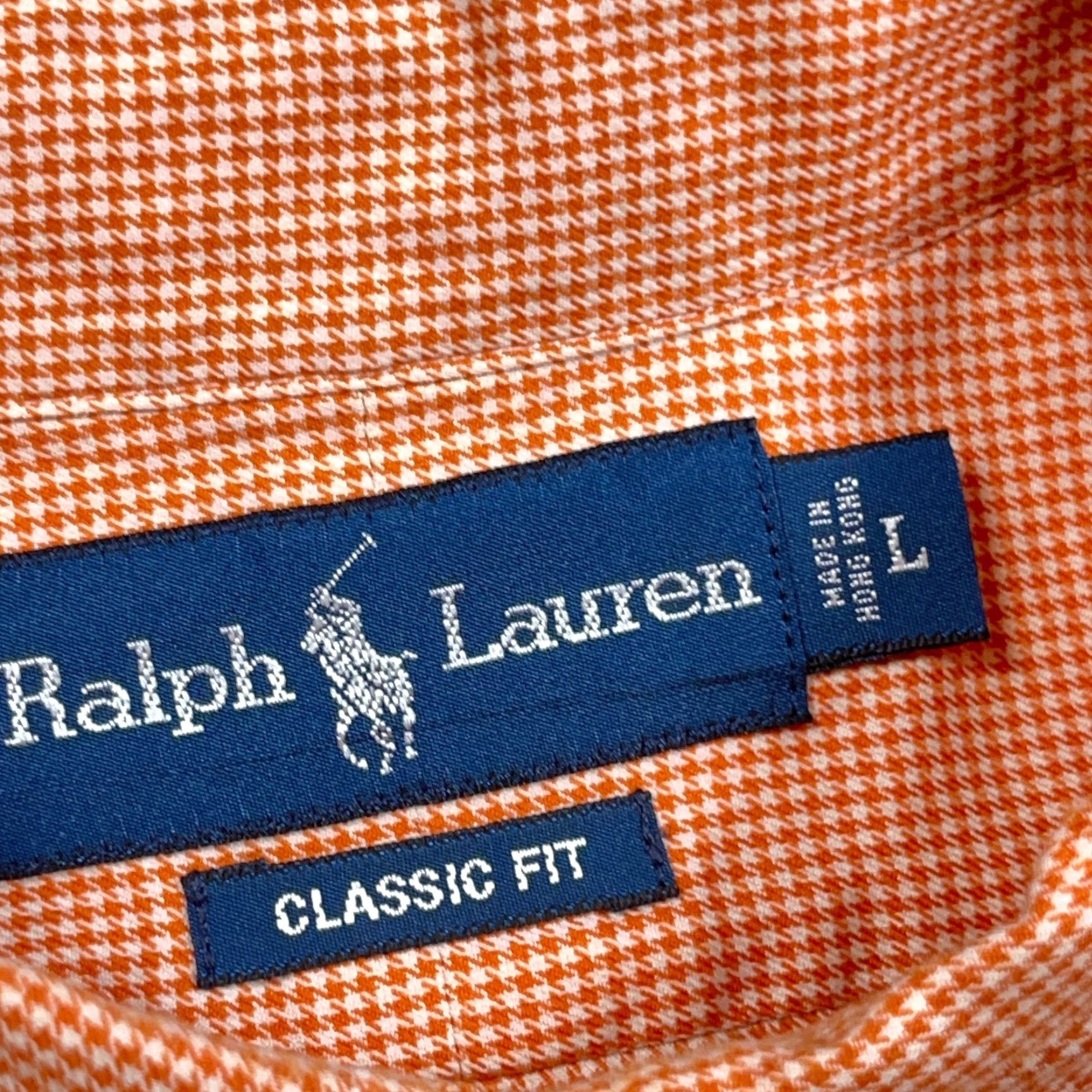 Ralph Lauren Ralph Lauren Shirt Men Large Orange Houndstooth Plaid Button-Up Classic Fit Dres Size 42R - 3 Thumbnail