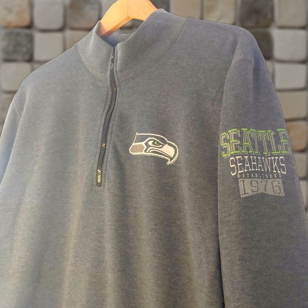 NFL Seattle Seahawks Men XXL Pullover 1/4 Zip Long Sleeve Gray 47 Forward NFL Shirt Size US XXL / EU 58 / 5 - 1 Thumbnail