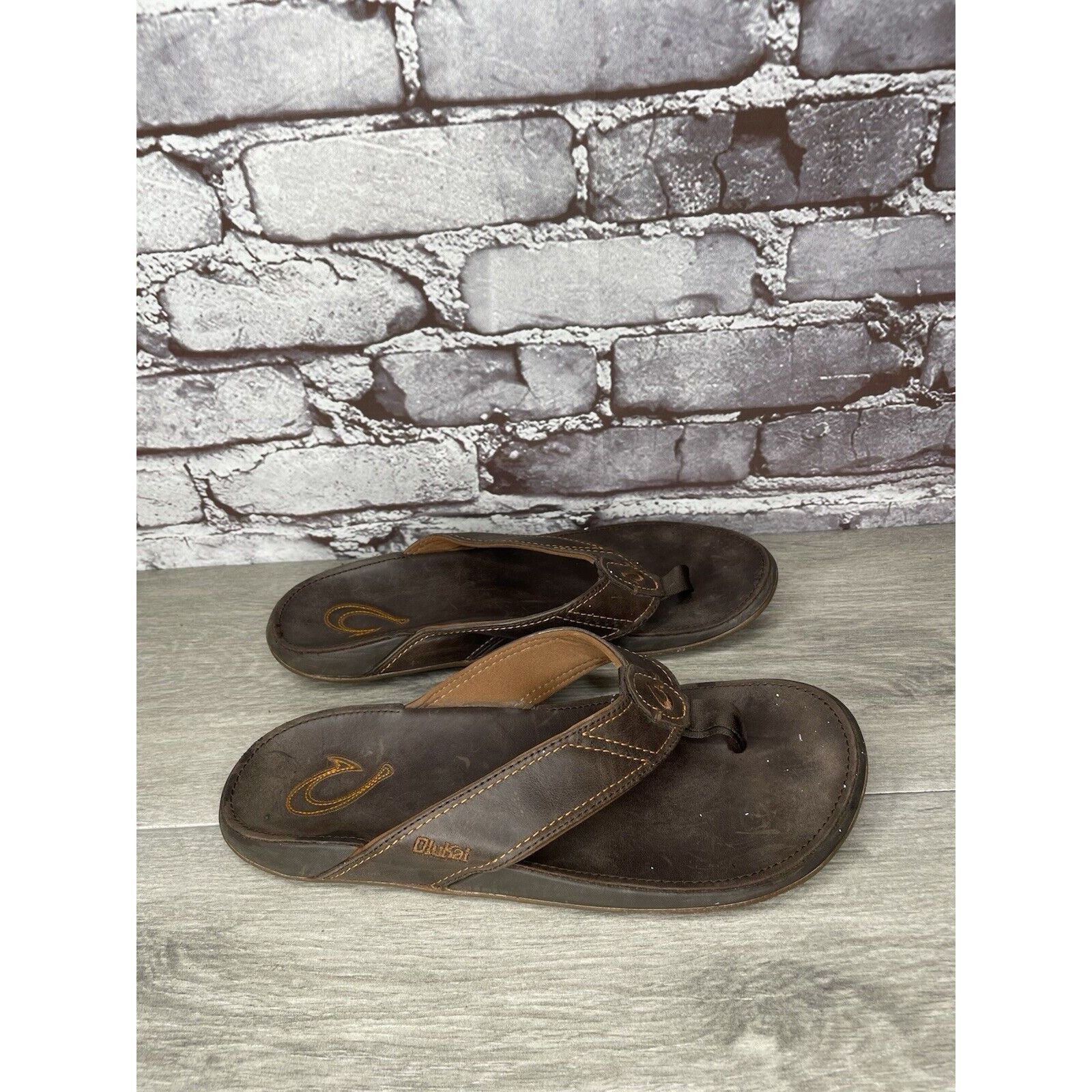 Olukai Olukai Nui-M Brown Leather Flip Flops Beach Sandals Men Sz 9 Size US 9 / EU 42 - 3 Thumbnail