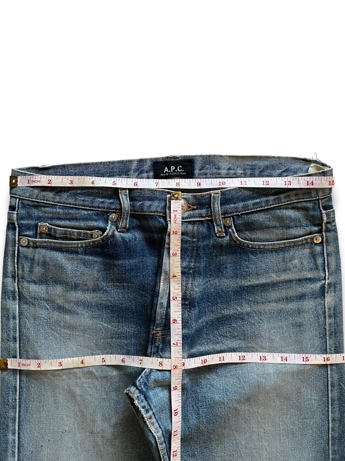 A.P.C. Vintage Apc Paris Button Fly Faded Wash Distressed Jeans Size US 30 / EU 46 - 11 Thumbnail