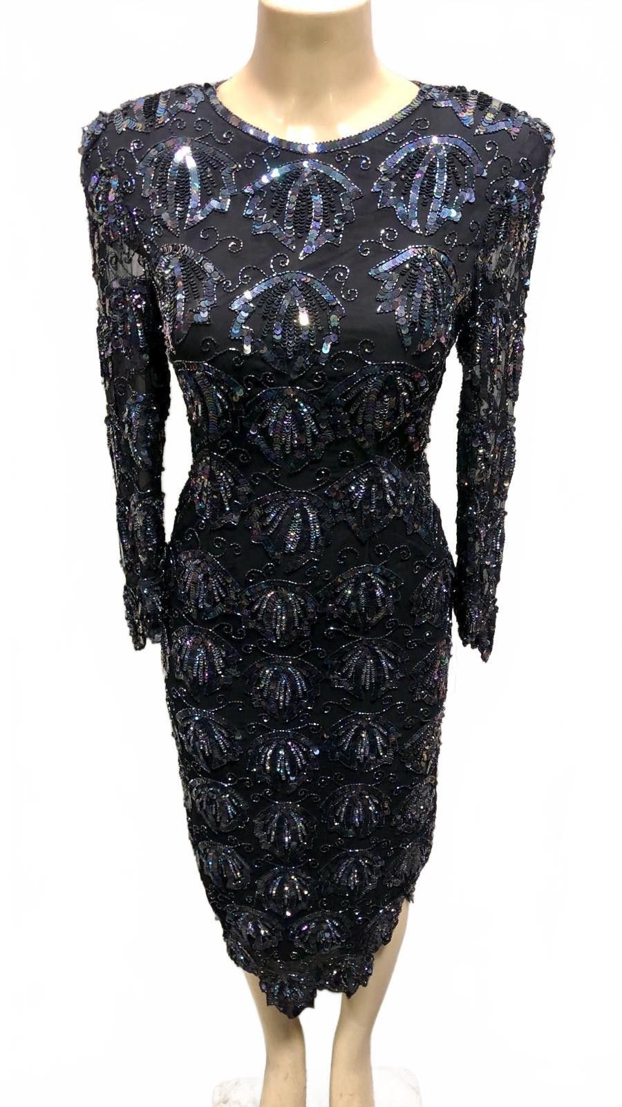 Sequined Dress Black Peacock size 8