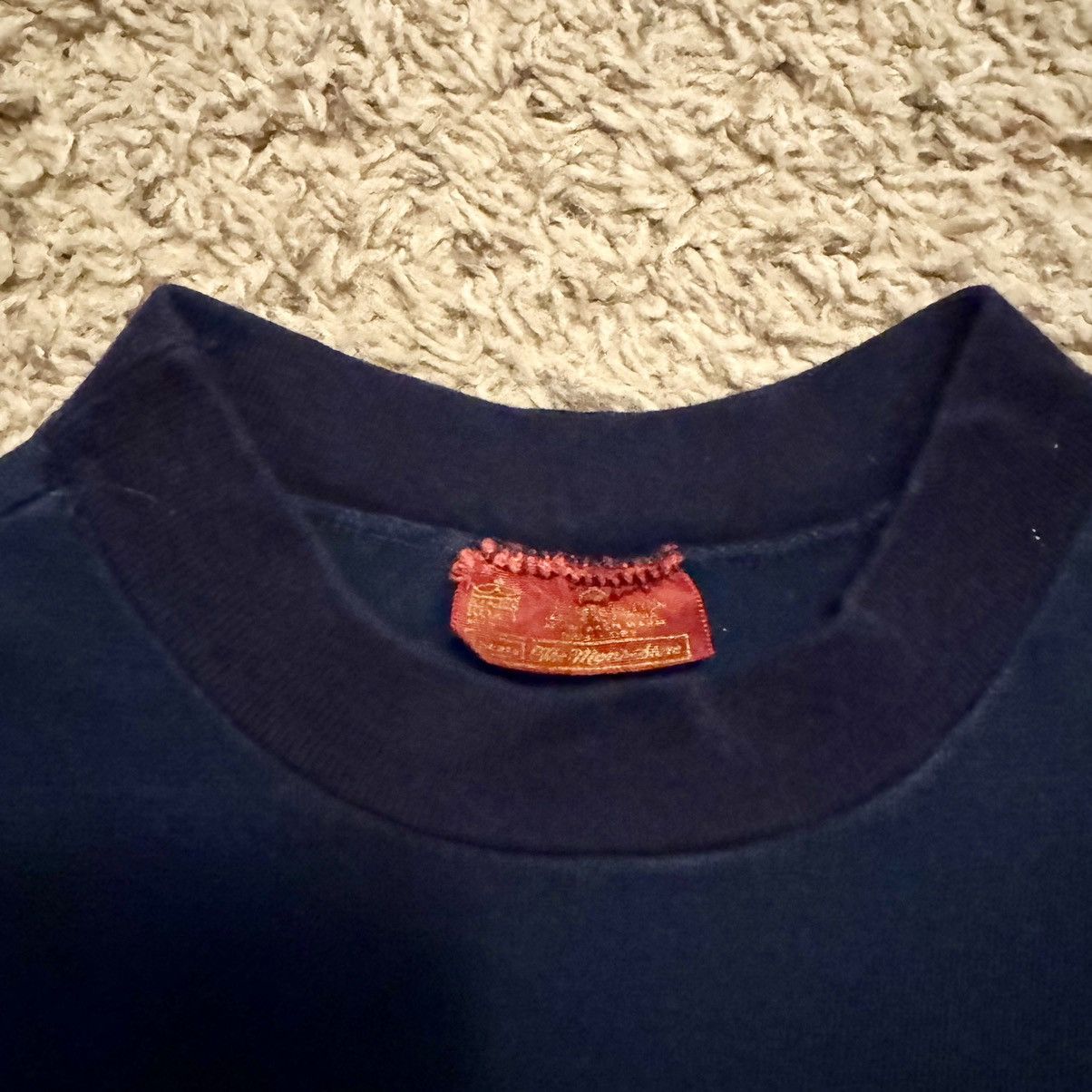 Sears TRUE VINTAGE 70s DARK BLUE MOCK NECK TEE! Size US M / EU 48-50 / 2 - 6 Thumbnail