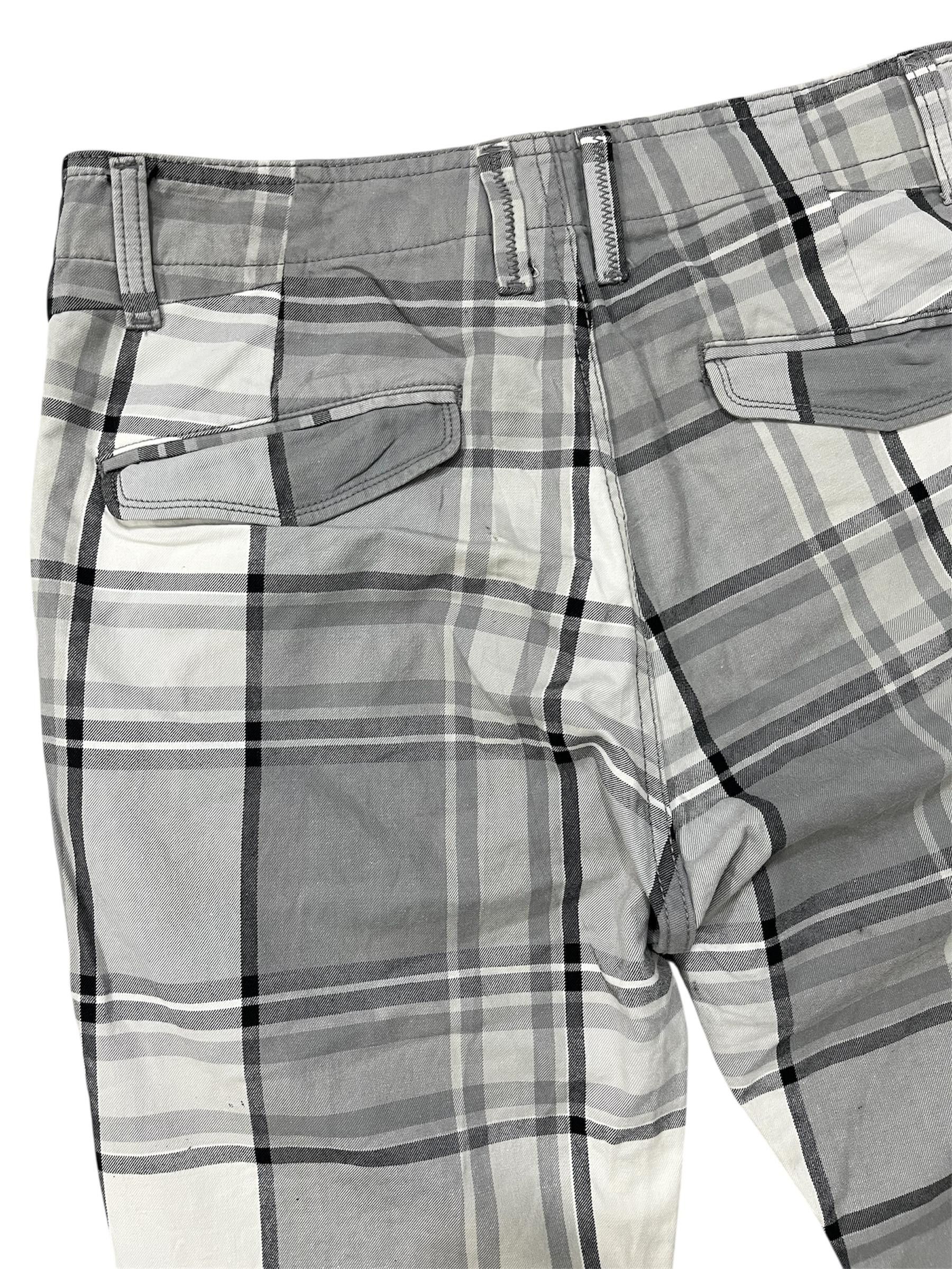 Diesel Diesel Grey Plaid Cotton Trousers Size US 31 - 6 Thumbnail