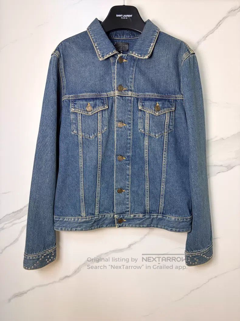 Saint Laurent Paris Saint Laurent Paris Studded Crystal Stud Denim Jacket Size US L / EU 52-54 / 3 - 2 Thumbnail