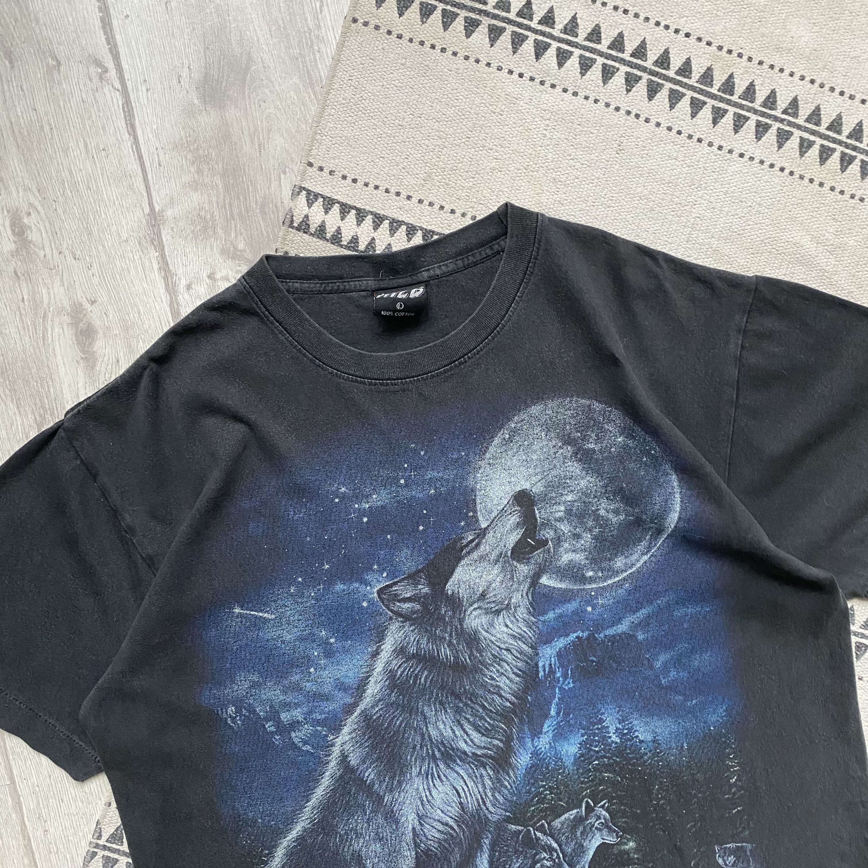 The Mountain 🐺 Vintage 90s Faded Animal Wolf Forest tee WILD Wolves Size US M / EU 48-50 / 2 - 2 Thumbnail