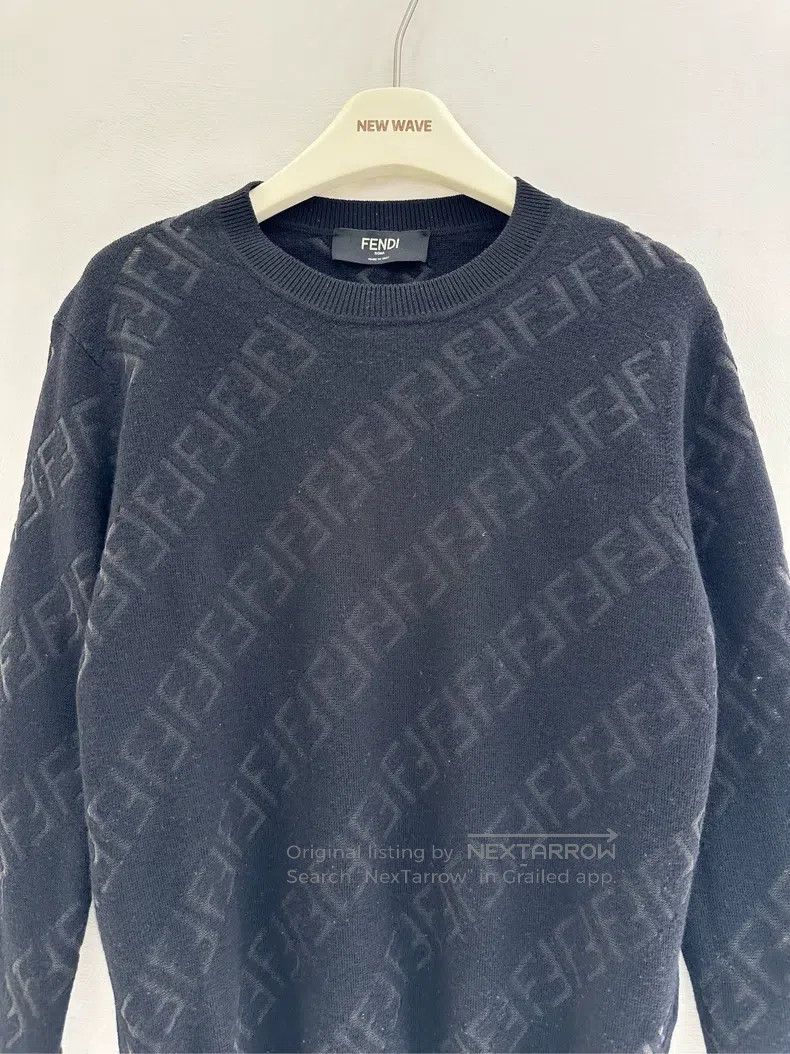 Other Fendi Men's knitted wool sweater with velvet full print lo Size US S / EU 44-46 / 1 - 3 Thumbnail