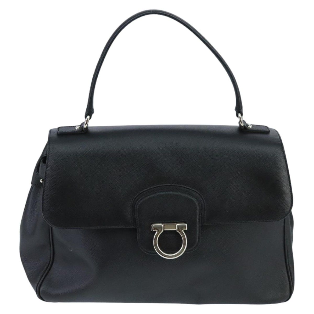 Salvatore Ferragamo Gancini Black Leather Handbag (Pre-Owned) Size ONE SIZE - 1 Thumbnail