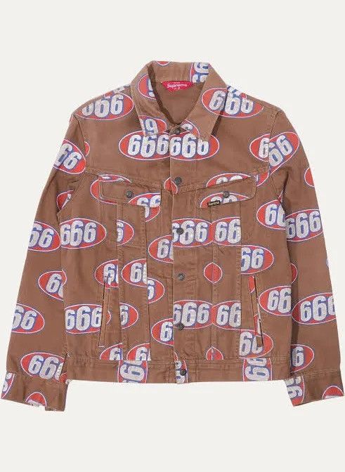 Supreme Supreme 666 Denim Trucker Jacket Brown SS17 Large Size US L / EU 52-54 / 3 - 3 Thumbnail