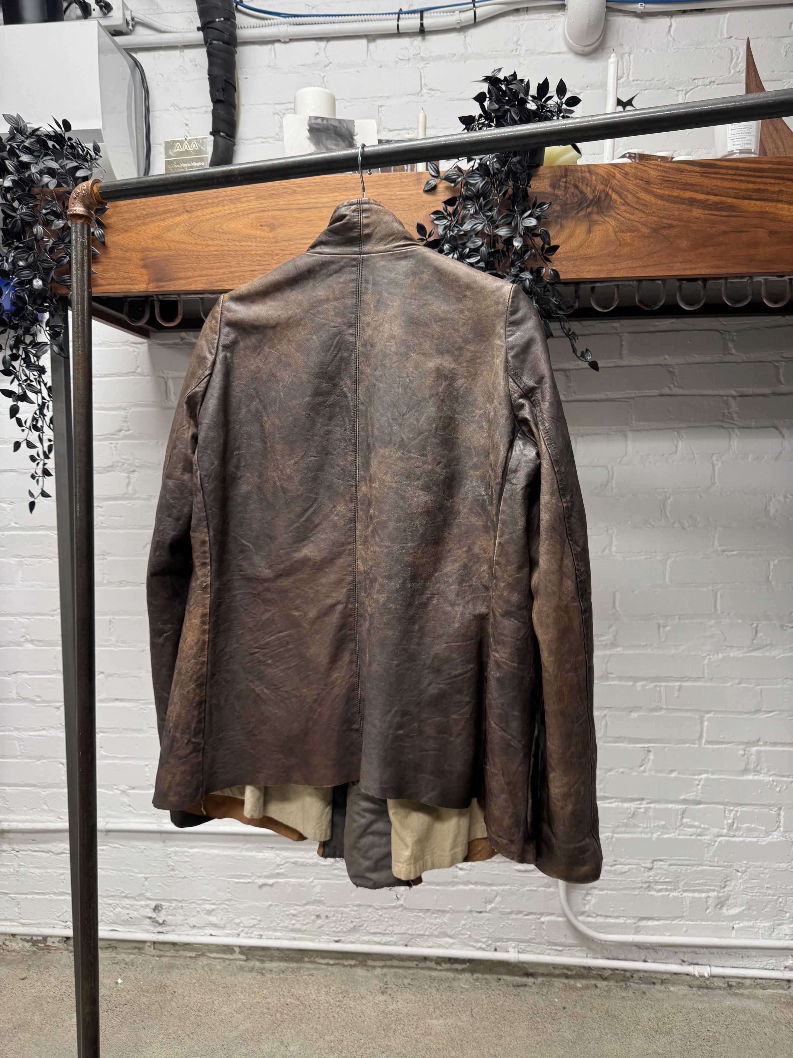 Rick Owens 2000s Rick Owens O&M Era High Neck Collared ‘Dust’ Leather Jacket. Size US M / EU 48-50 / 2 - 5 Thumbnail