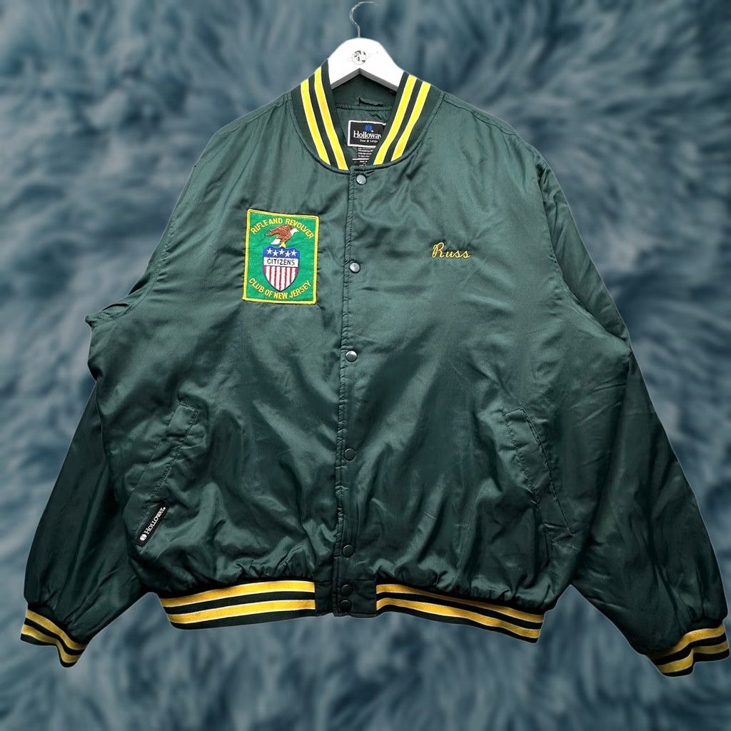 Holloway VINTAGE Citizens Rifle & Revolver Club New Jersey Holloway Varsity Bomber Quilt Lined Jacket XL Green Mens Size US XL / EU 56 / 4 - 1 Thumbnail
