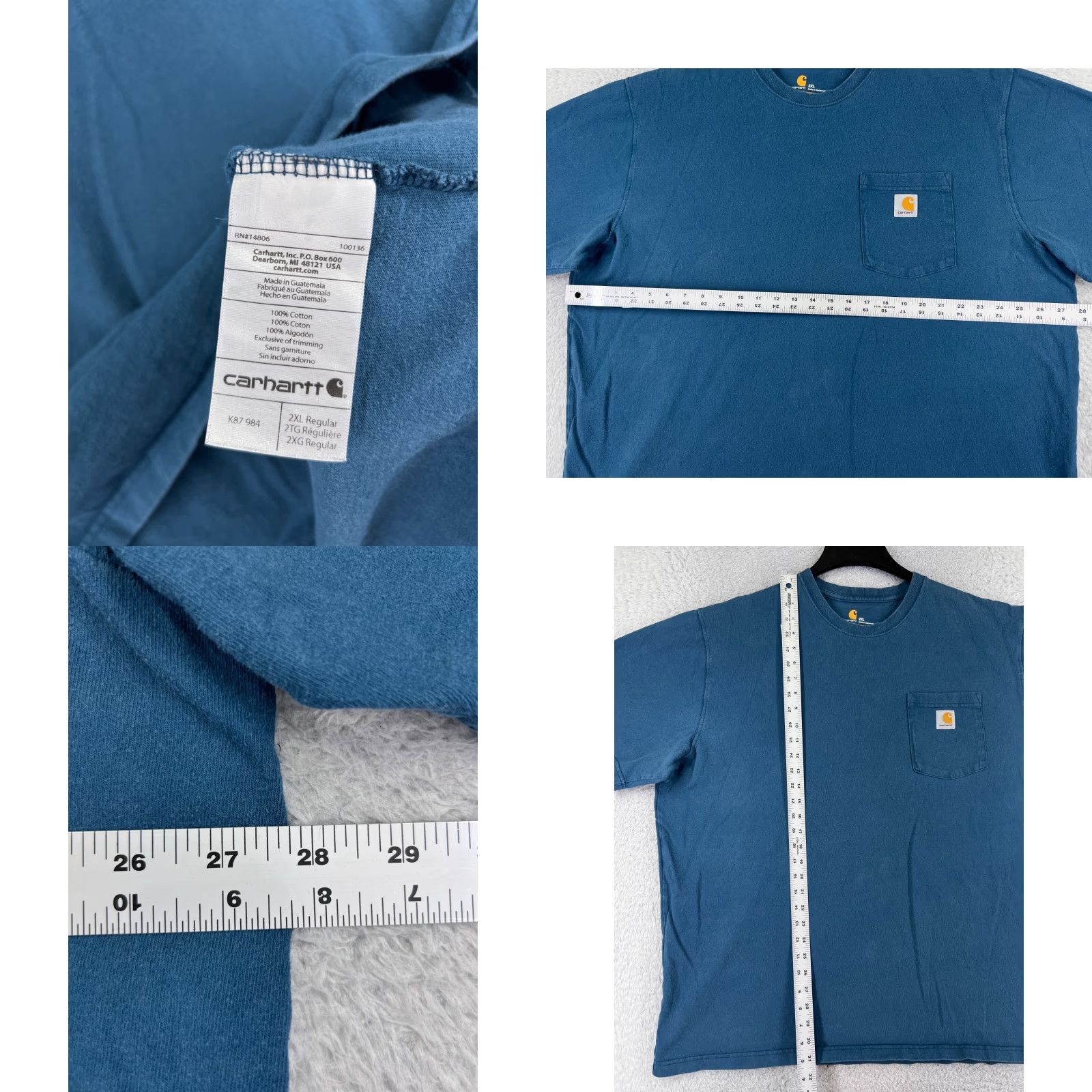 Carhartt Carhartt Mens T-Shirt 2XL Blue 100% Cotton Short Sleeve Crew Neck Pocket Jersey Logo Size US XXL / EU 58 / 5 - 8 Thumbnail