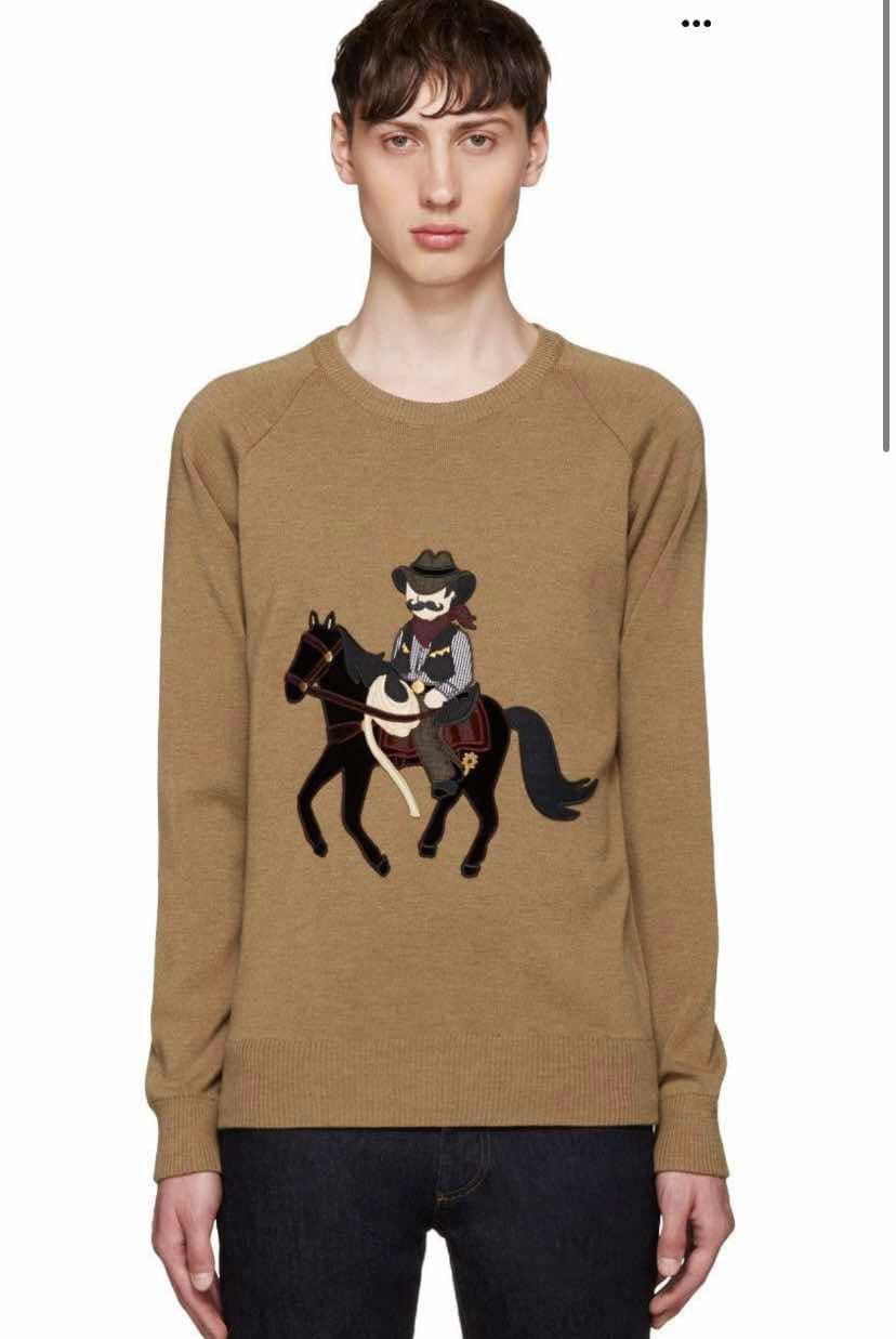 Dolce & Gabbana Dolce&Gabbana - Tan Cowboy and Horse Sweater Size US L / EU 52-54 / 3 - 1 Thumbnail
