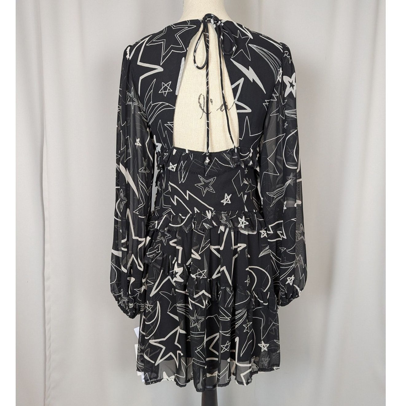 Asos ASOS Design Ruffled Long Sleeve Mini Dress Black White 8 Size M / US 6-8 / IT 42-44 - 18 Thumbnail