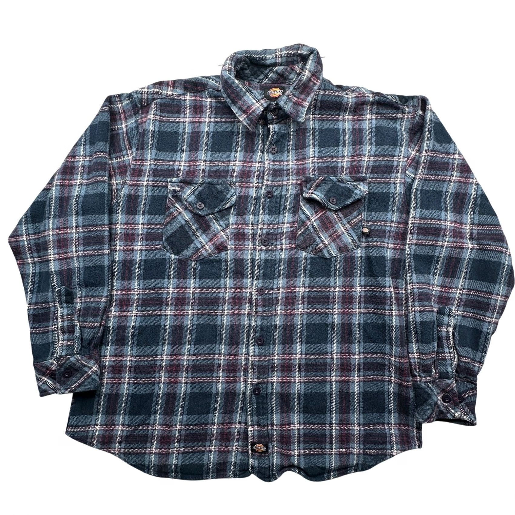 Dickies VINTAGE Dickies Flannel Button Up Plaid Blue Long Sleeve Shirt Mens Large Pocket Shirt Size US L / EU 52-54 / 3 - 2 Thumbnail