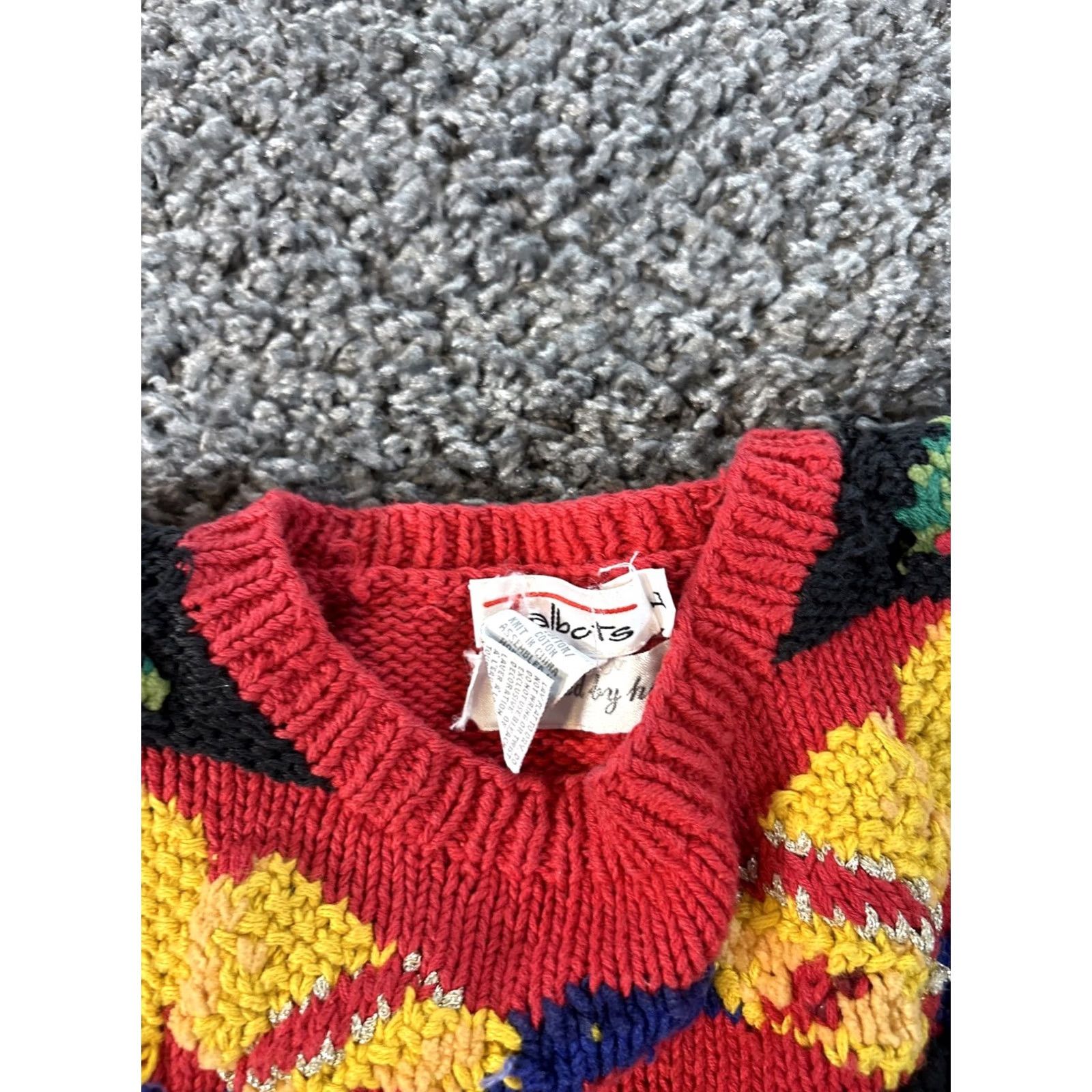 Talbots VINTAGE Talbots Sweater Womens L Hand Knit Ugly Red Chunky Presents Candle Size L / US 10 / IT 46 - 4 Thumbnail
