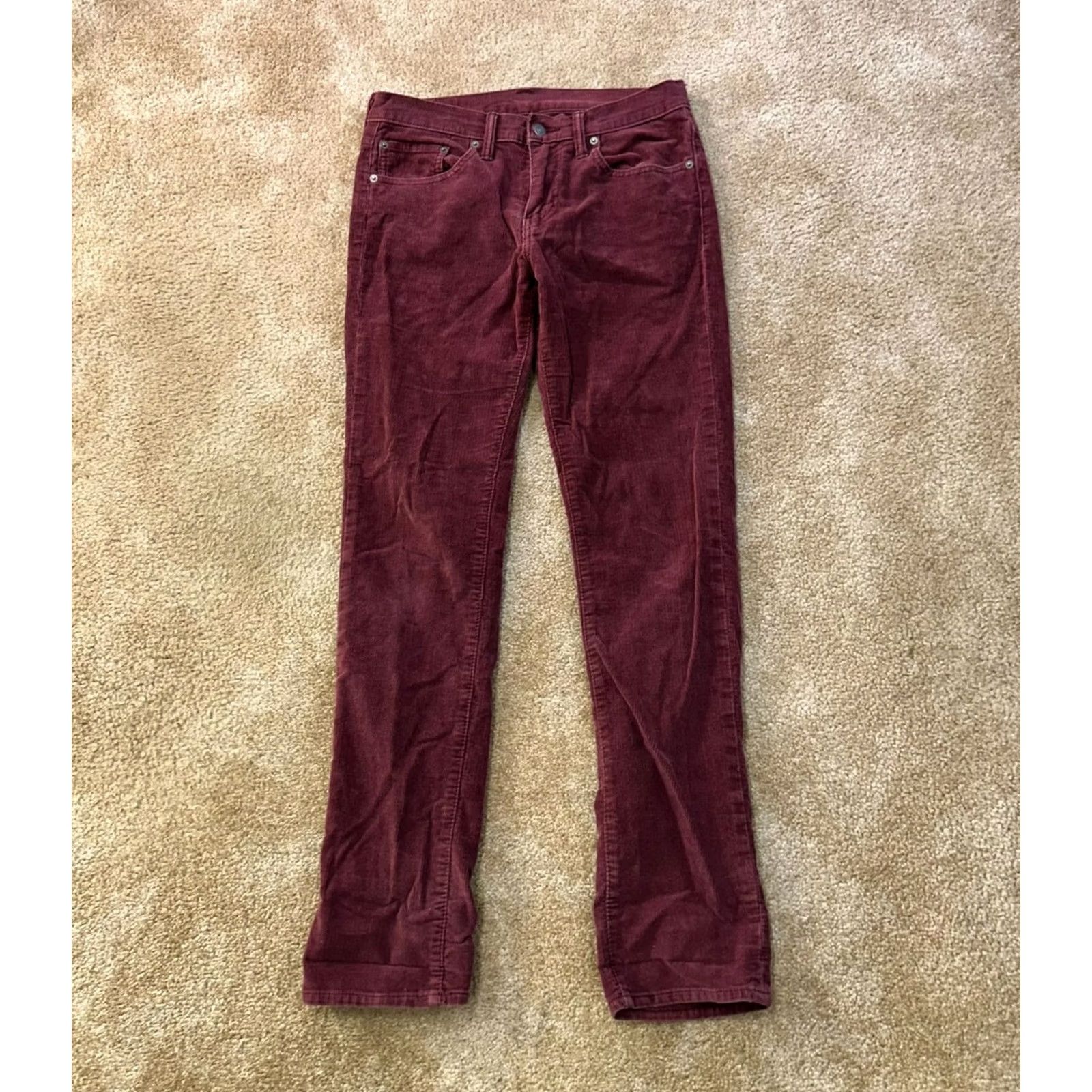 Levi's Levi's 511 Slim Straight Jeans Men 29x32 Red Corduroy Pants Regular Inseam 32" 5-Pocket Denim Vintage: No Size US 29 - 2 Thumbnail