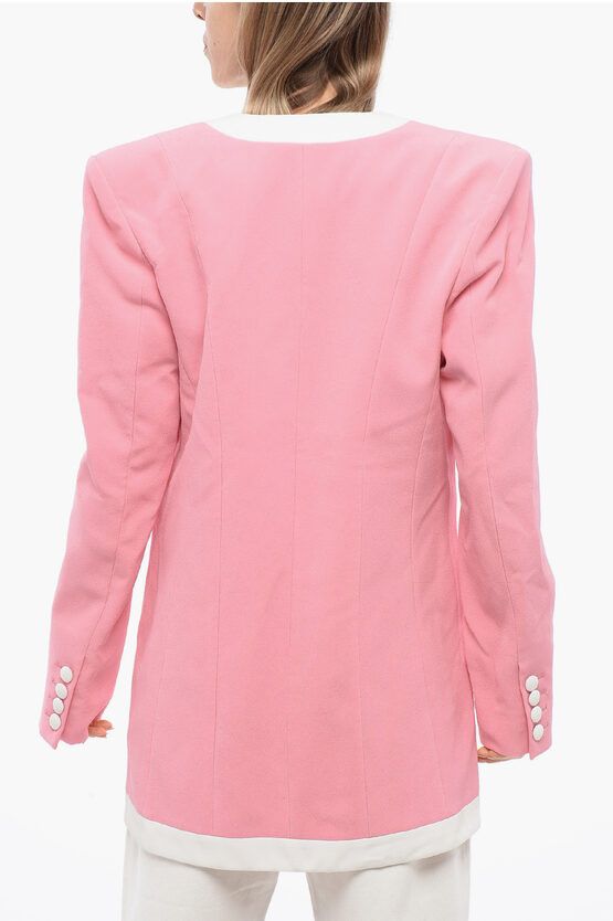 Balmain o1y0525 Blazer in Pink/White Size M / US 6-8 / IT 42-44 - 4 Thumbnail