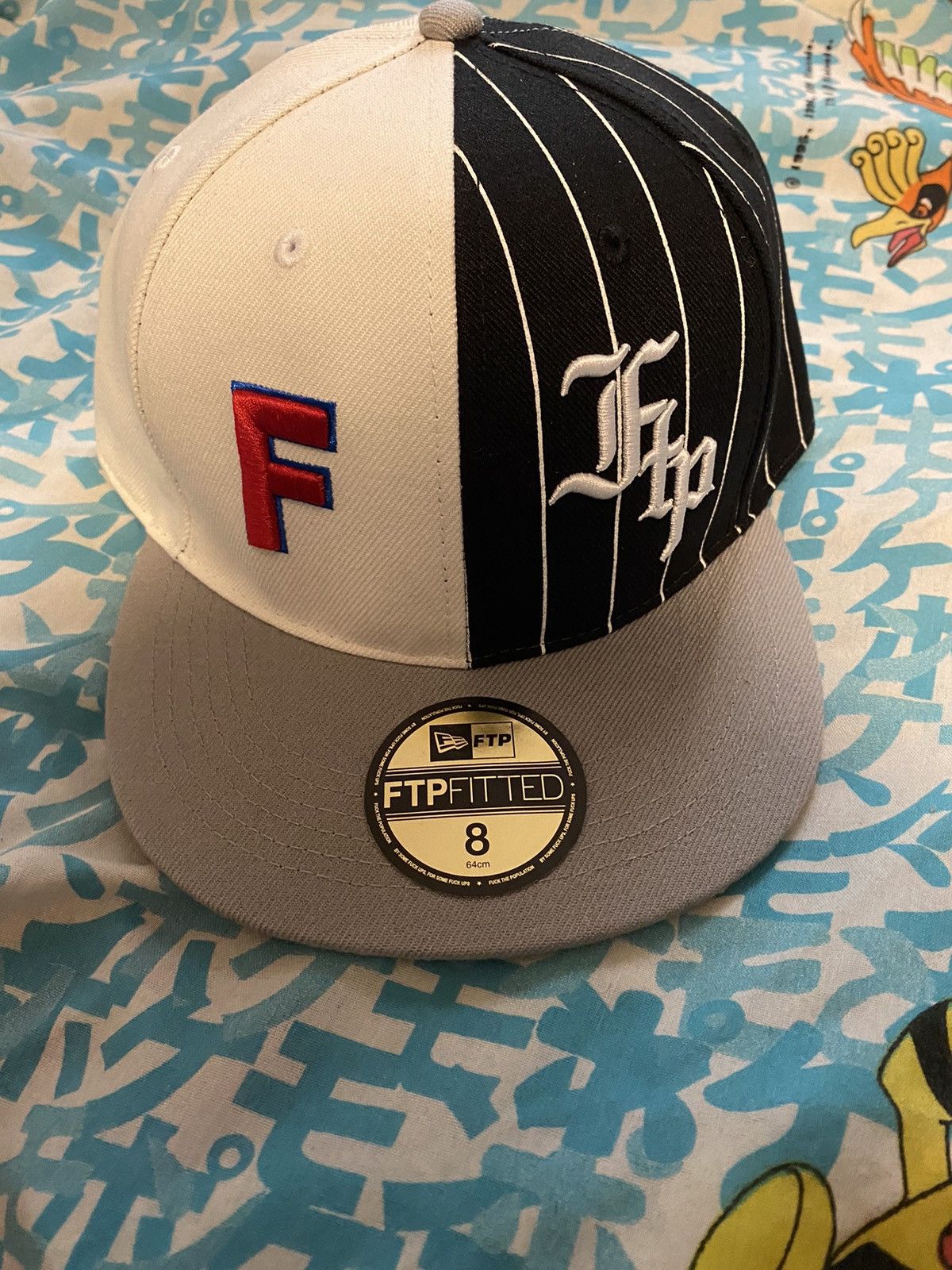 Fuck The Population FTP Rivals Fitted Hat White Size 8 Size ONE SIZE - 3 Thumbnail