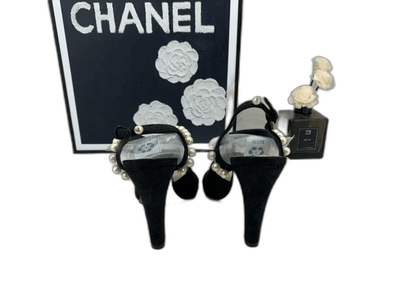 Chanel Chanel Black Pearl High Heel Shoes Size US 8 / IT 38 - 1 Thumbnail