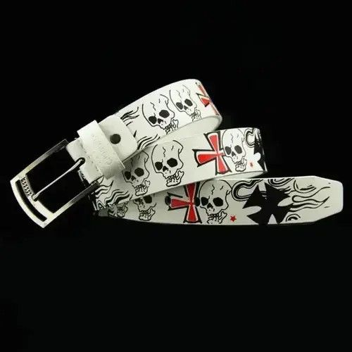Other Skull Skeleton Pattern Pin Buckle Belt Size 30 - 4 Thumbnail