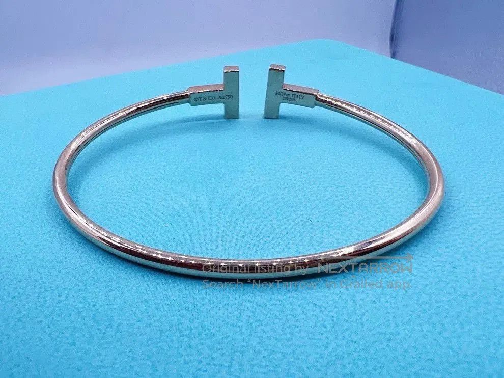 Tiffany & Co. Tiffany 18K Gold Diamond Double T Bangle. Size ONE SIZE - 3 Thumbnail
