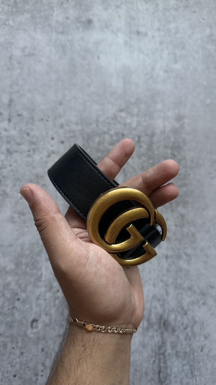 Gucci Vintage Gucci Double G Black Leather Belt Size ONE SIZE - 4 Thumbnail