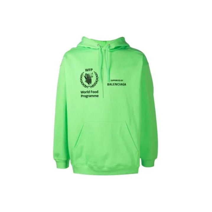 Balenciaga Balenciaga Logo Print Hooded Sweatshirt in Green Size US XS / EU 42 / 0 - 1 Thumbnail