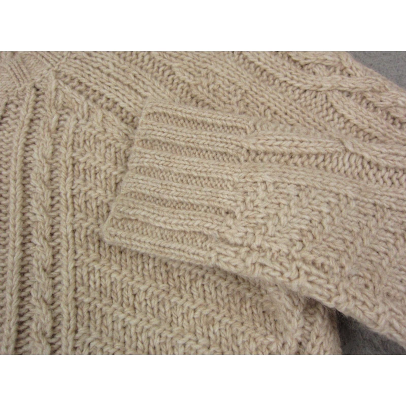 Banana Republic Banana Republic Sweater Womens Petite Medium Beige Cable Knit Fringe Wool Alpaca Pullover Crew Neck Long Sleeve Size M / US 6-8 / IT 42-44 - 4 Thumbnail
