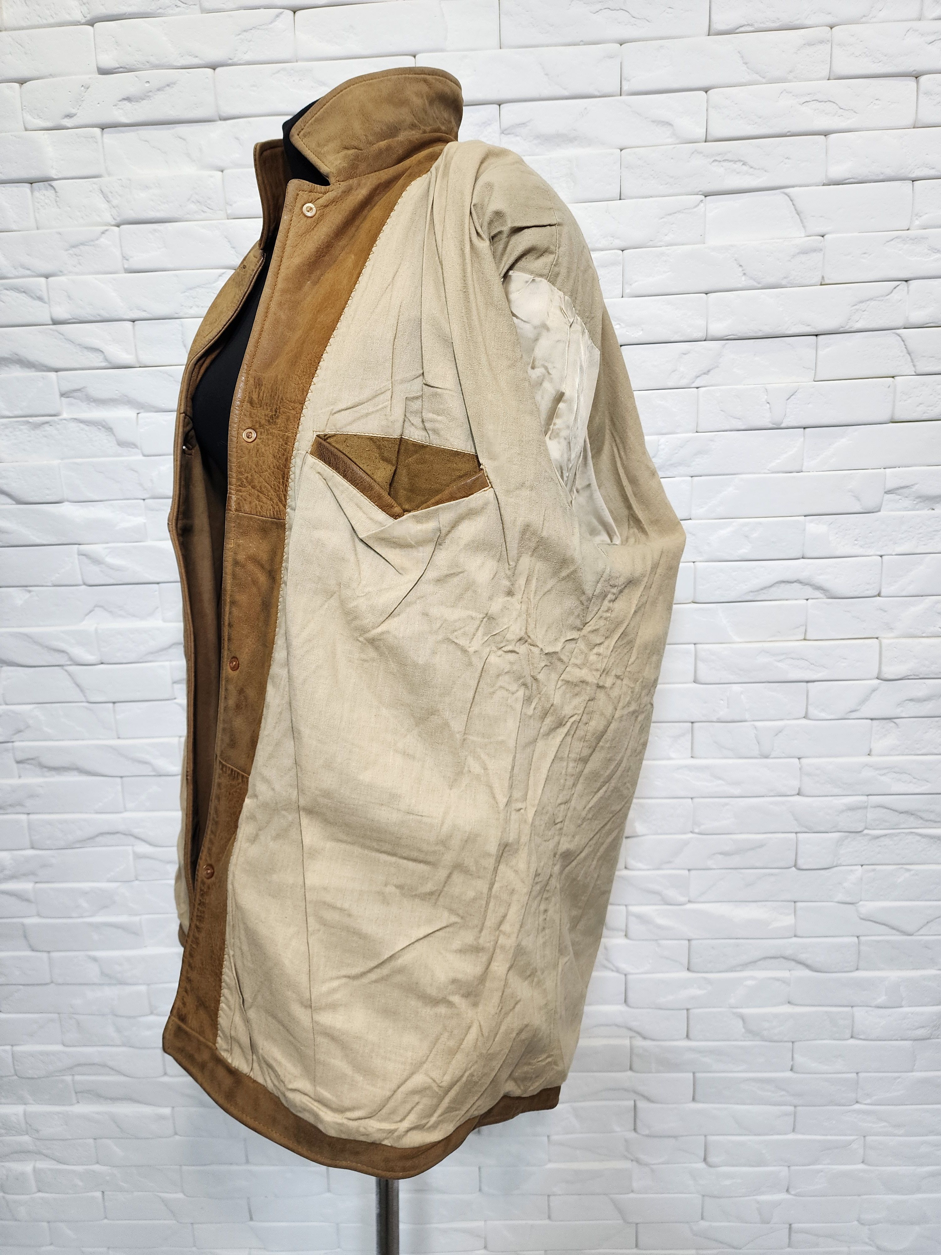 Genuine Leather Men's Brown Leather Jacket: Button Front, Size US XL / EU 56 / 4 - 10 Thumbnail