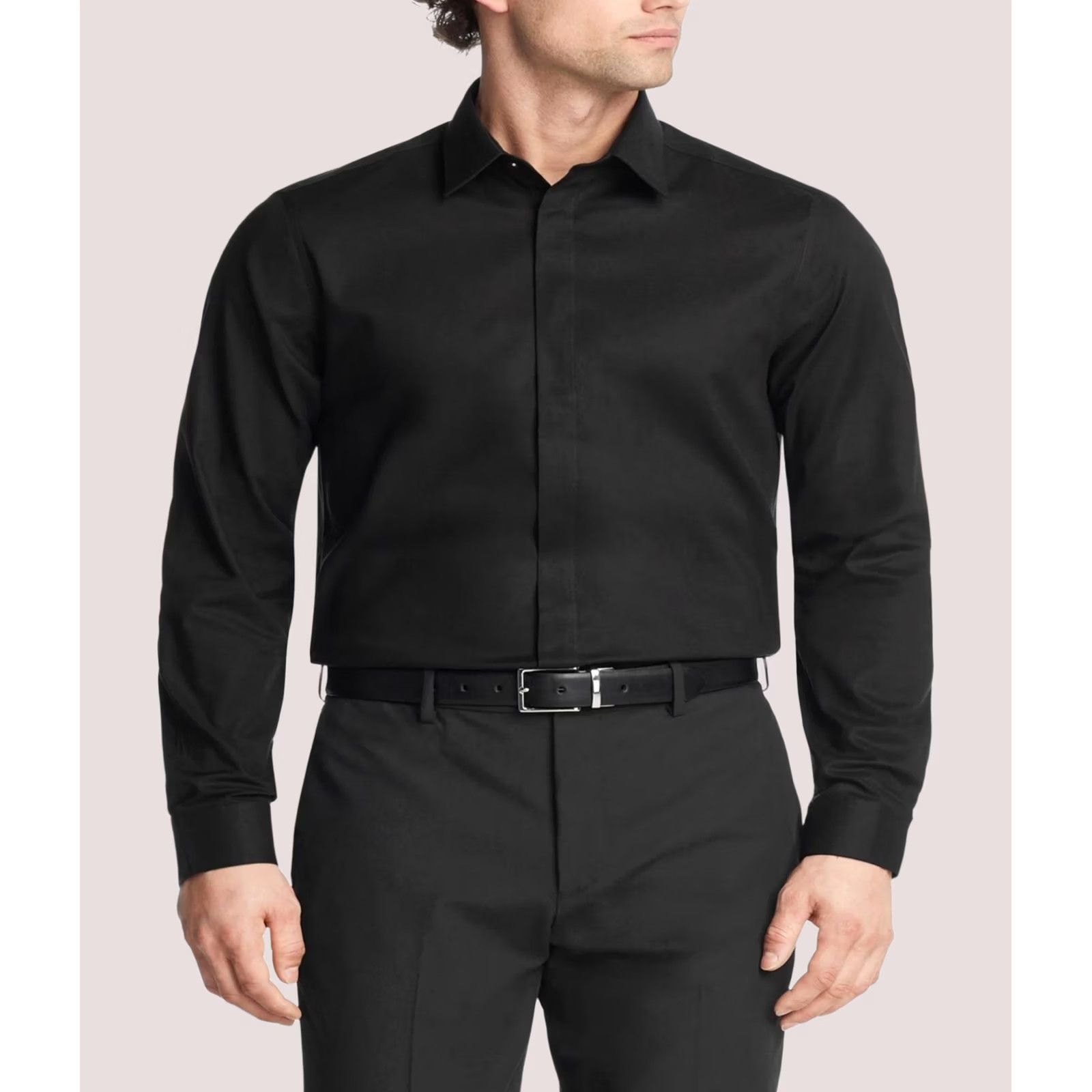 Calvin Klein Calvin Klein Mens Button Down Dress Shirt black L Stretch Size 42R - 1 Thumbnail