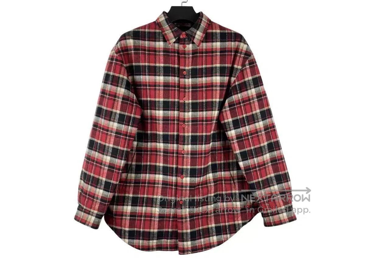 Balenciaga Red Plaid Long Sleeve Button-Up Shirt Size M. Size US M / EU 48-50 / 2 - 1 Thumbnail