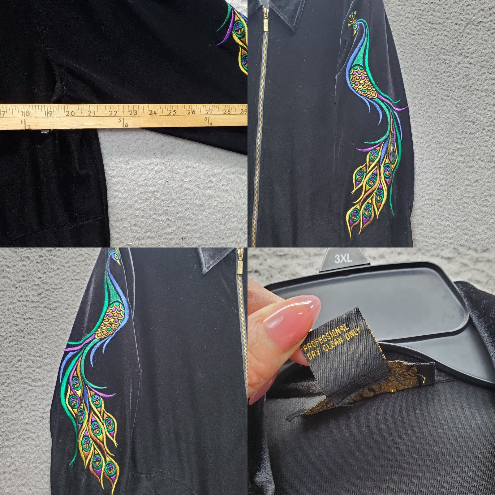 Bob Mackie Bob Mackie Wearable Art Jacket Womens M Black Embroidered Peacock Shoulder Pads Size M / US 6-8 / IT 42-44 - 8 Thumbnail