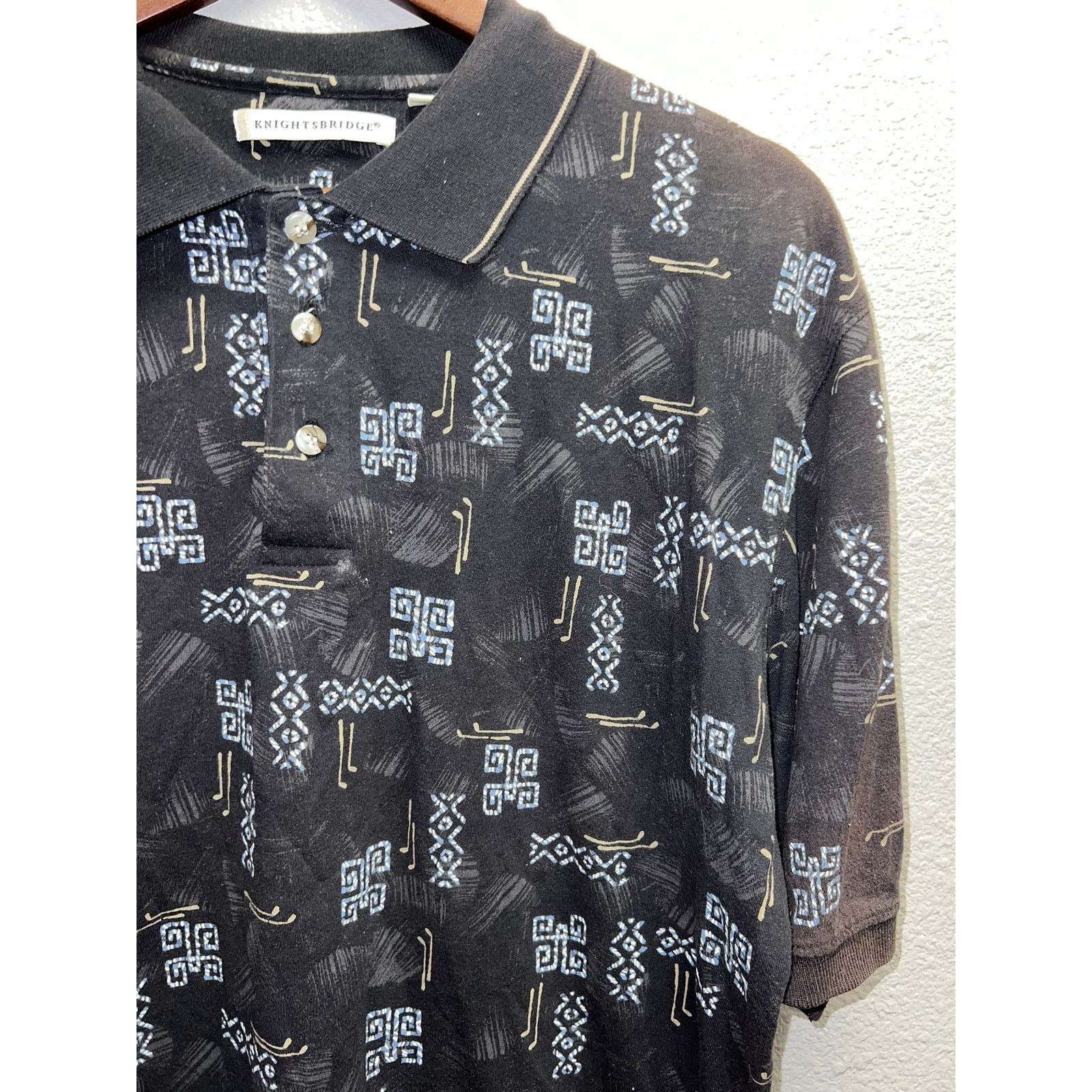 Vintage Vintage Knightsbridge Aztec Polo Shirt large VTG Mens L Size US L / EU 52-54 / 3 - 2 Thumbnail