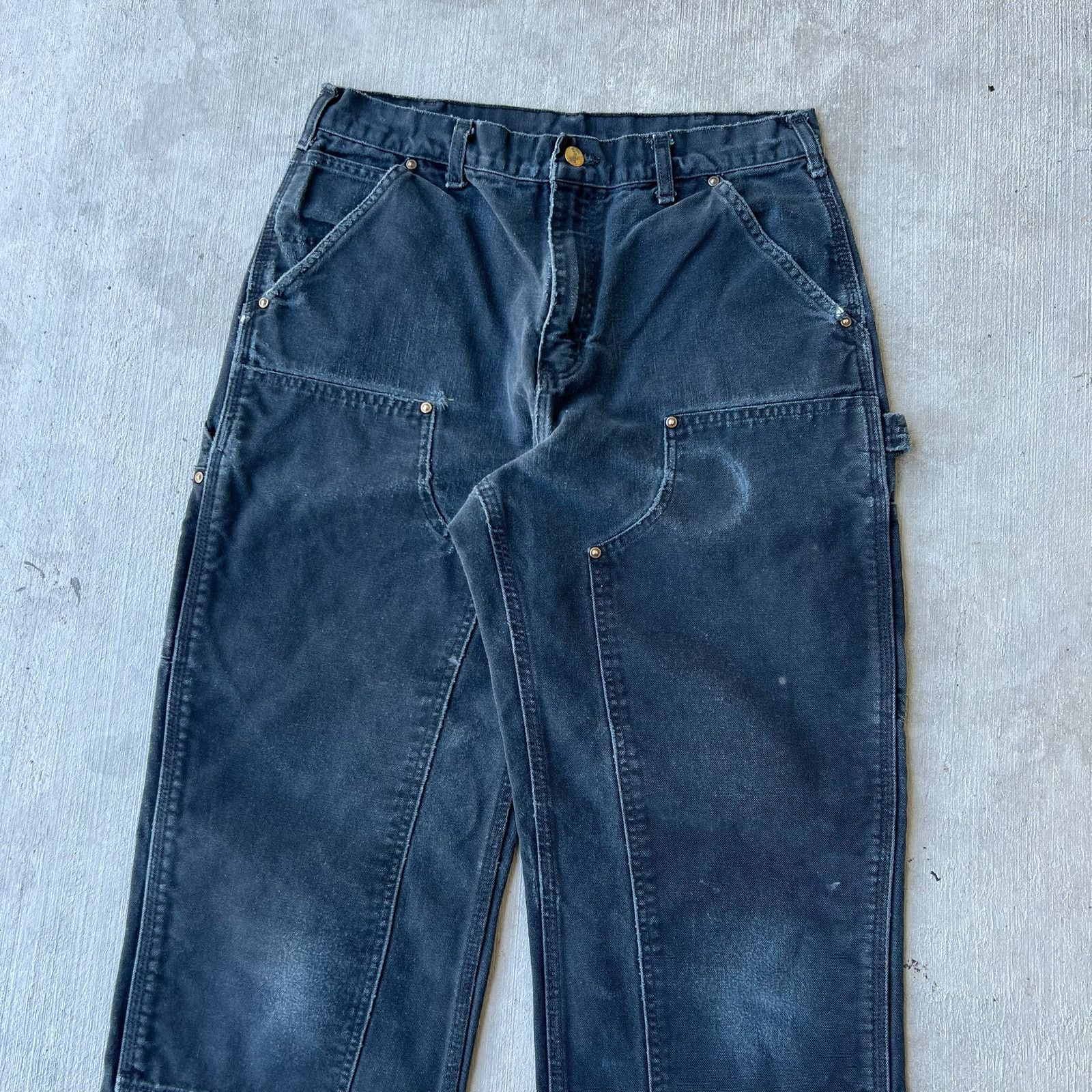 Carhartt × Vintage Carhartt faded black double knee work wear carpenter pants Size US 31 - 2 Thumbnail