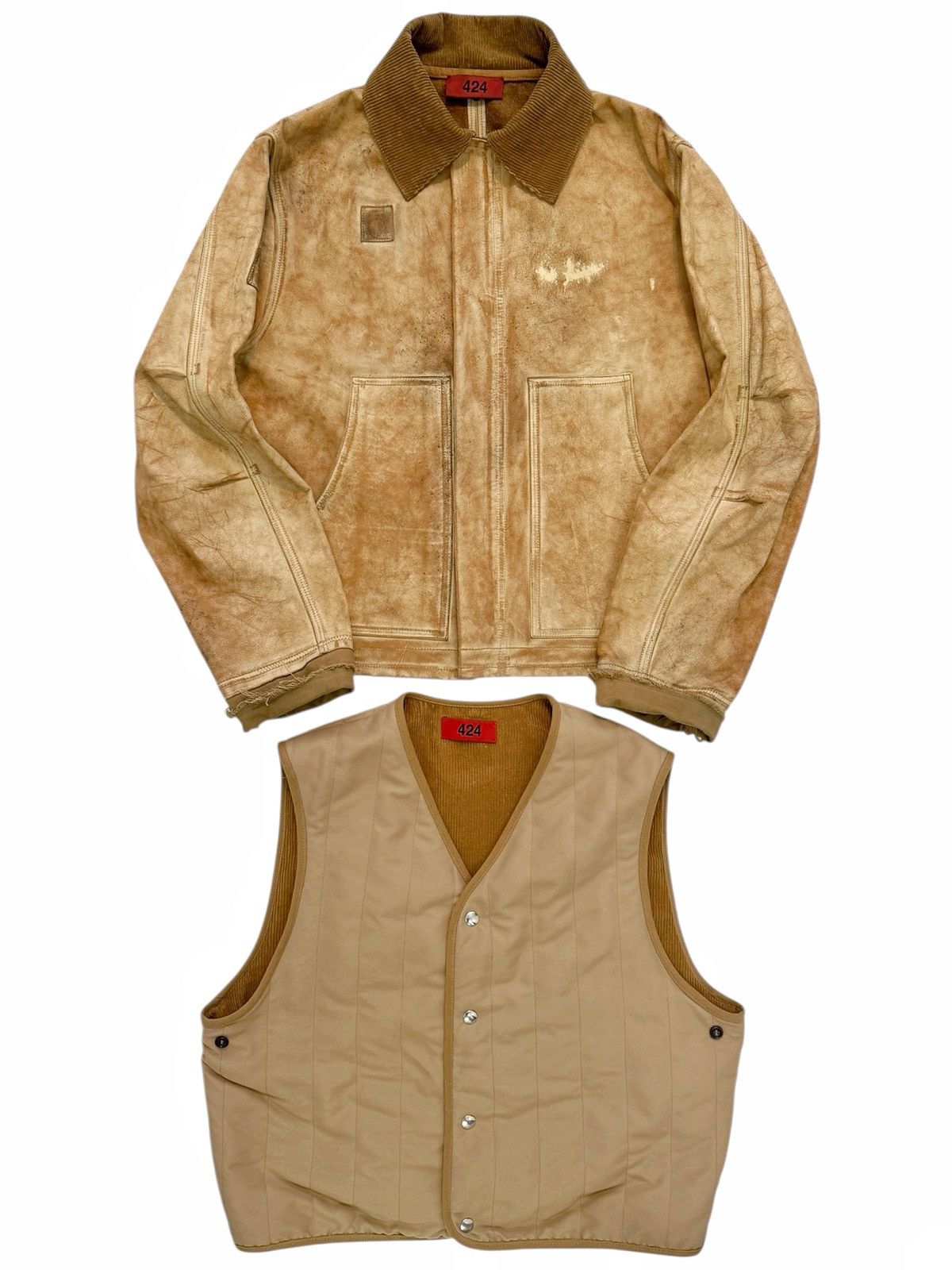 424 RARE $5k Leather Distressed “Carhartt” Work Jacket Size US M / EU 48-50 / 2 - 8 Thumbnail