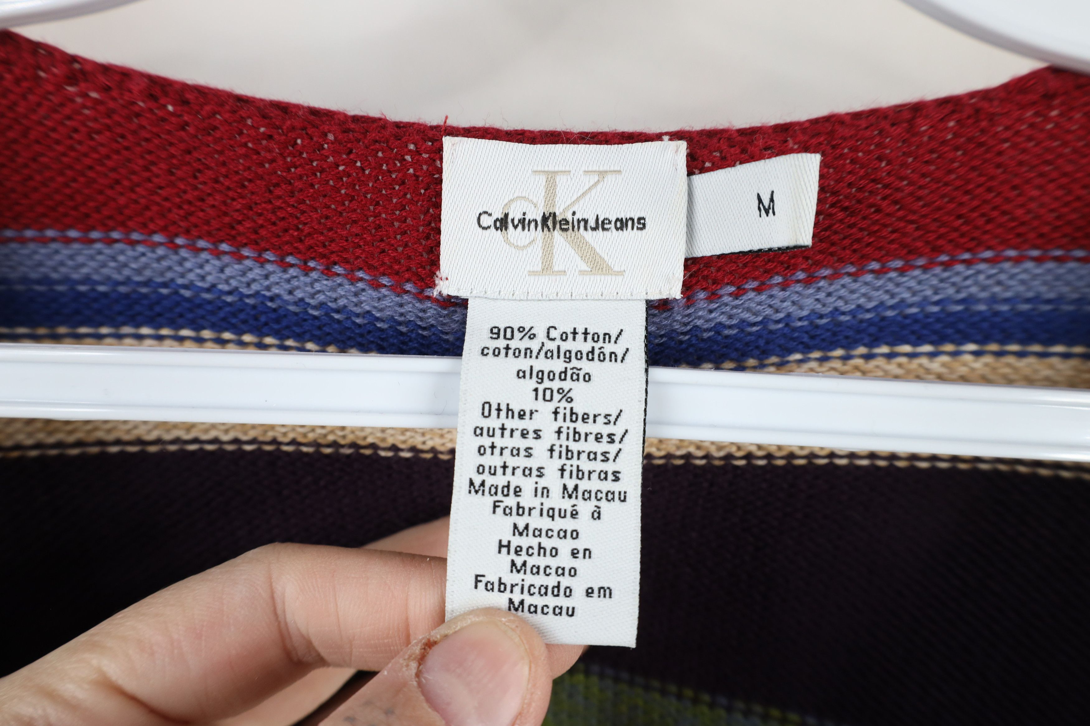 Calvin Klein × Vintage Vintage 90s Y2K Calvin Klein Rainbow Striped Knit Sweater Size M / US 6-8 / IT 42-44 - 5 Thumbnail