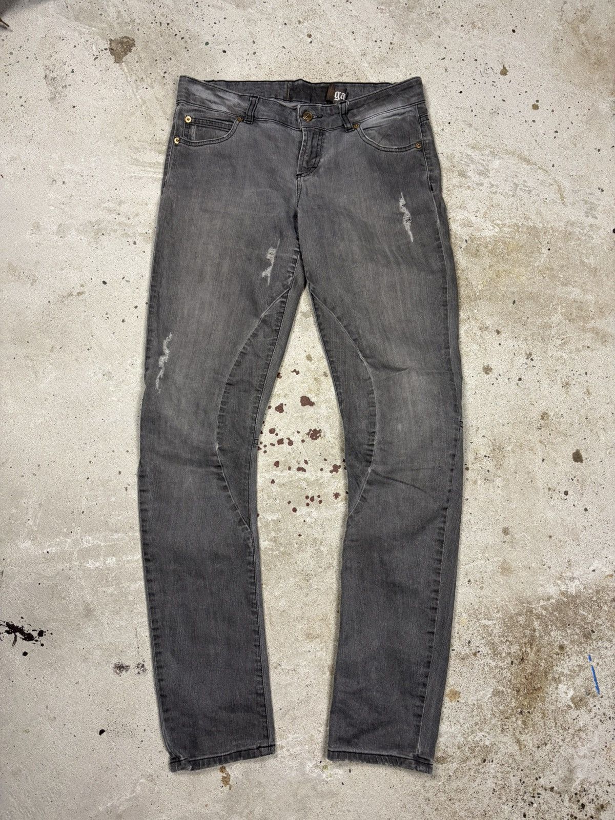 John Galliano 2000s John Galliano Grey Jeans Denim Pants Studs Rhinestones Size 30" / US 8 / IT 44 - 2 Thumbnail