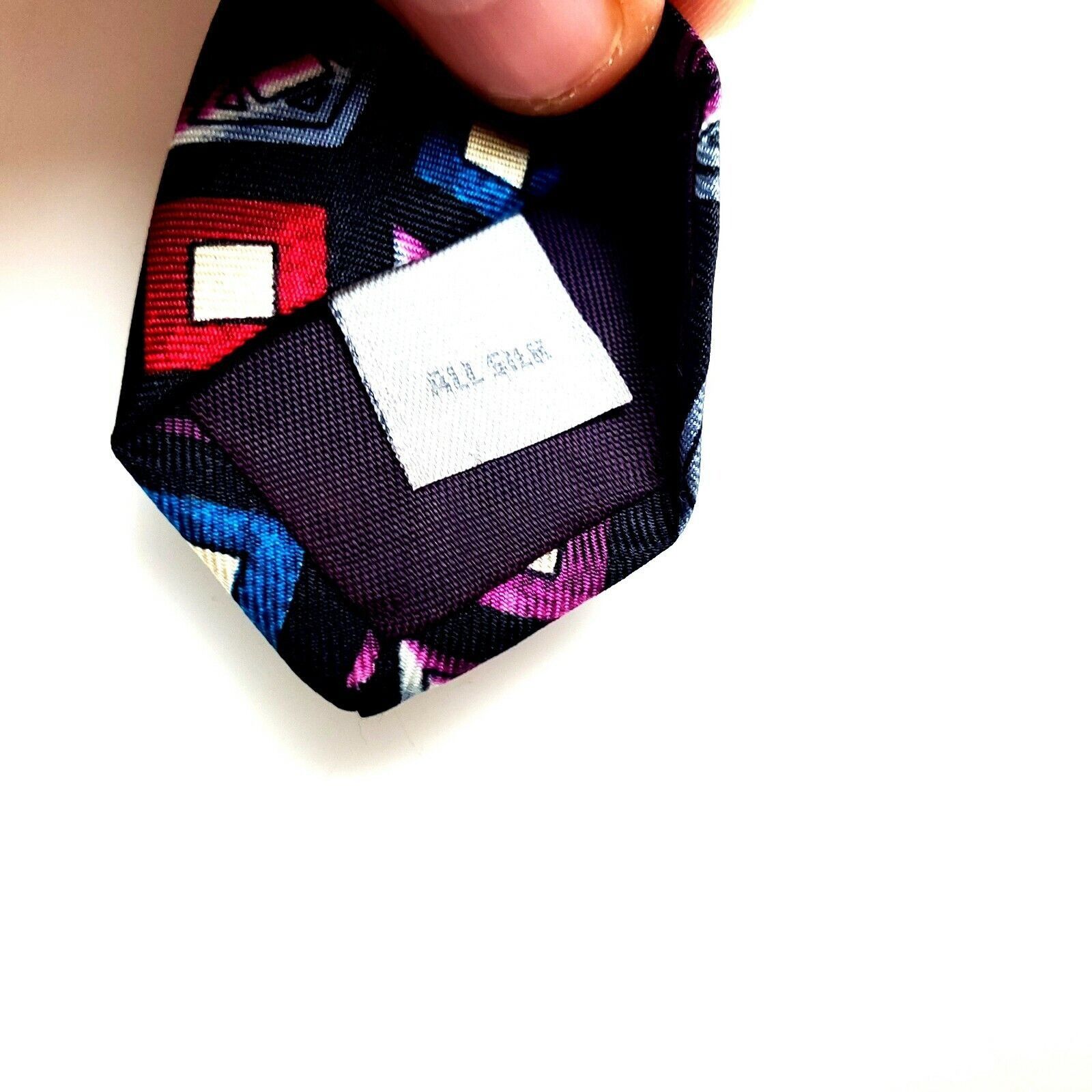 Pierre Cardin Pierre Cardin Blue Silk Tie Print Geometric Short Wide Size ONE SIZE - 4 Thumbnail