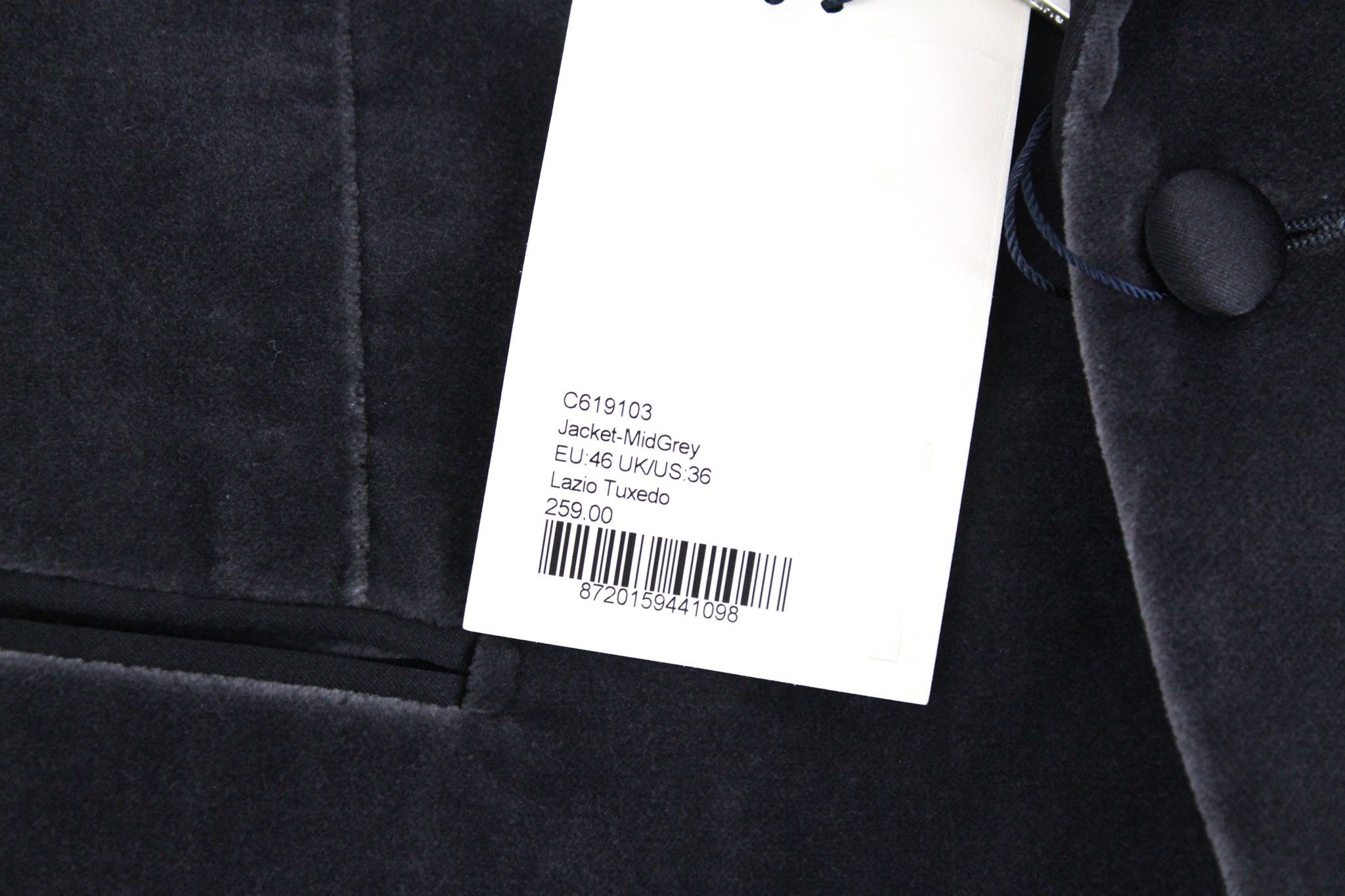 Suitsupply LAZIO TUXEDO UK36R Grey Slim Velvet Peak Blazer 73588 Size 36R - 5 Thumbnail