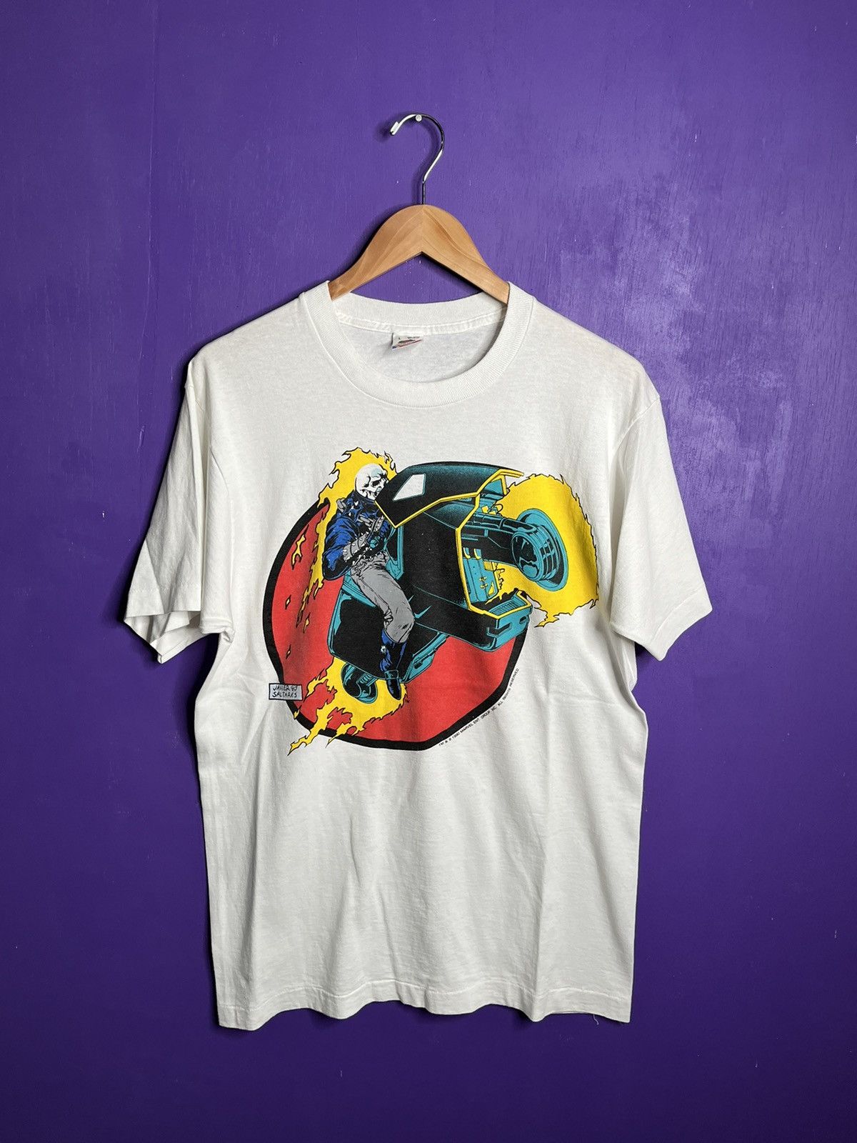 Marvel Comics × Vintage Vintage 1990 Marvel Ghost rider character t-shirt Size US L / EU 52-54 / 3 - 1 Thumbnail