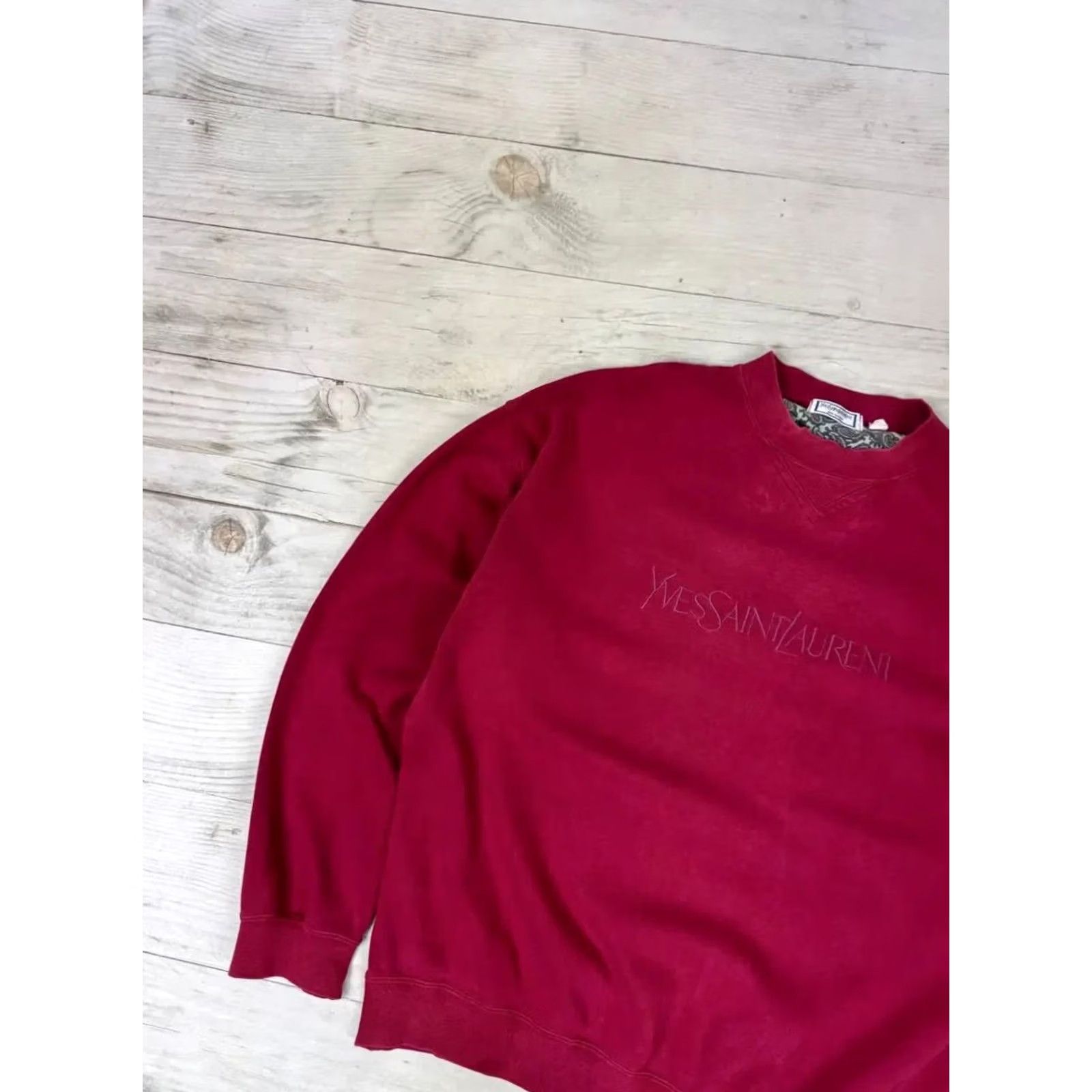 Yves Saint Laurent VINTAGE Saint Laurent Sweatshirt Big Logo 90s Men L Red Logo 90s Mens Sweatshirt Size US L / EU 52-54 / 3 - 5 Thumbnail